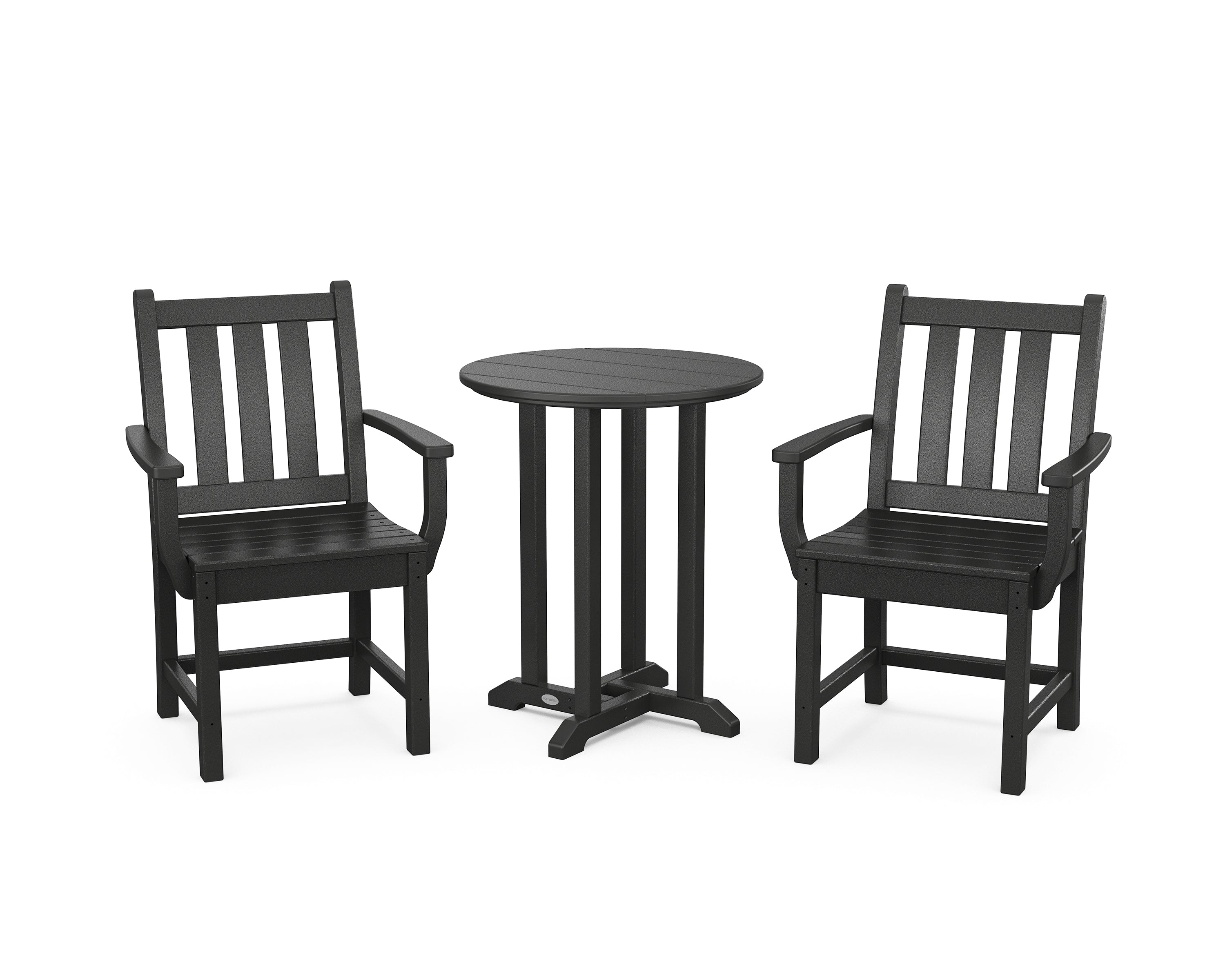 POLYWOOD Traditional Garden 3-Piece Round Bistro Dining Set in Black