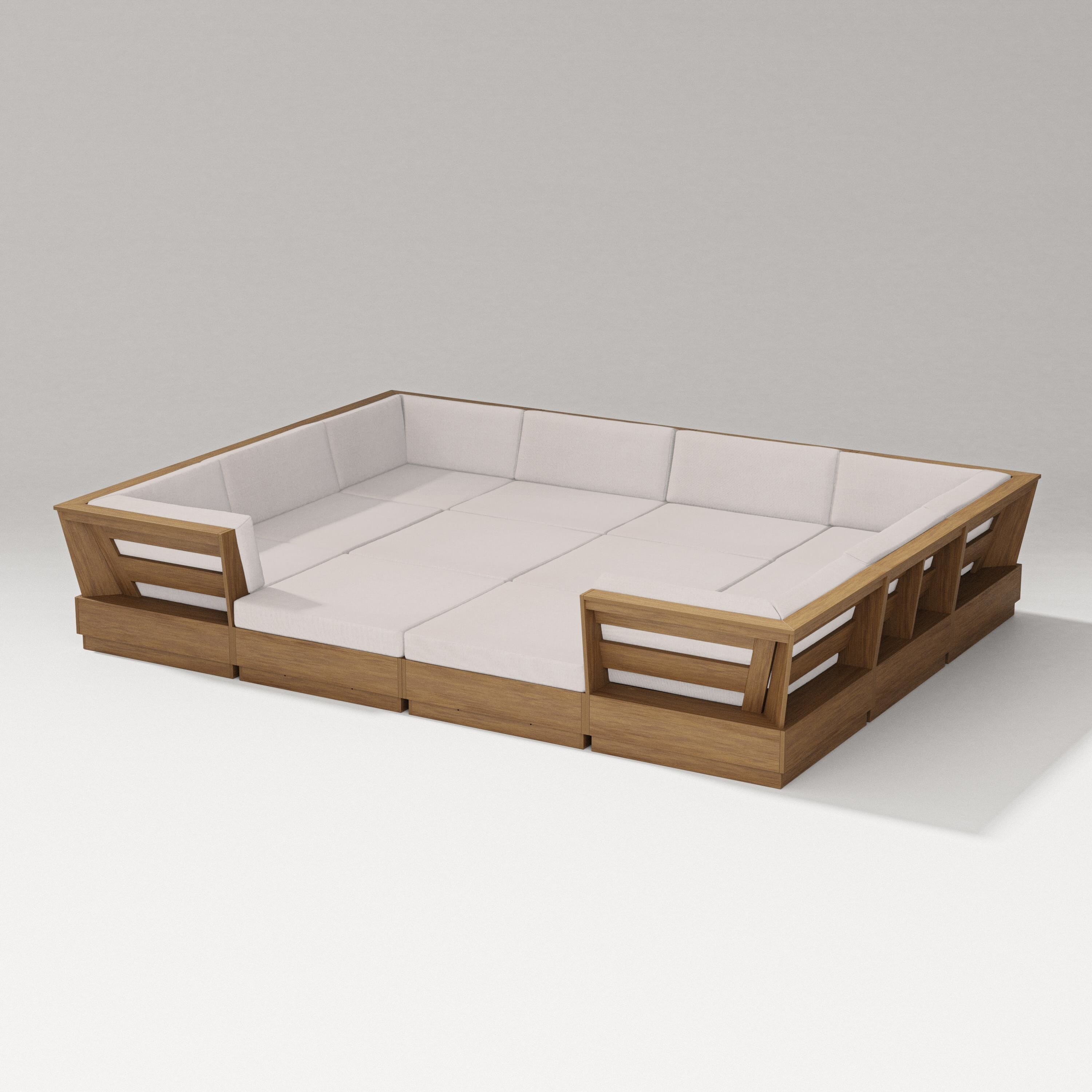 PW Designer Series Elevate 12-Piece Pit Sectional in Natural / Dune Burlap
