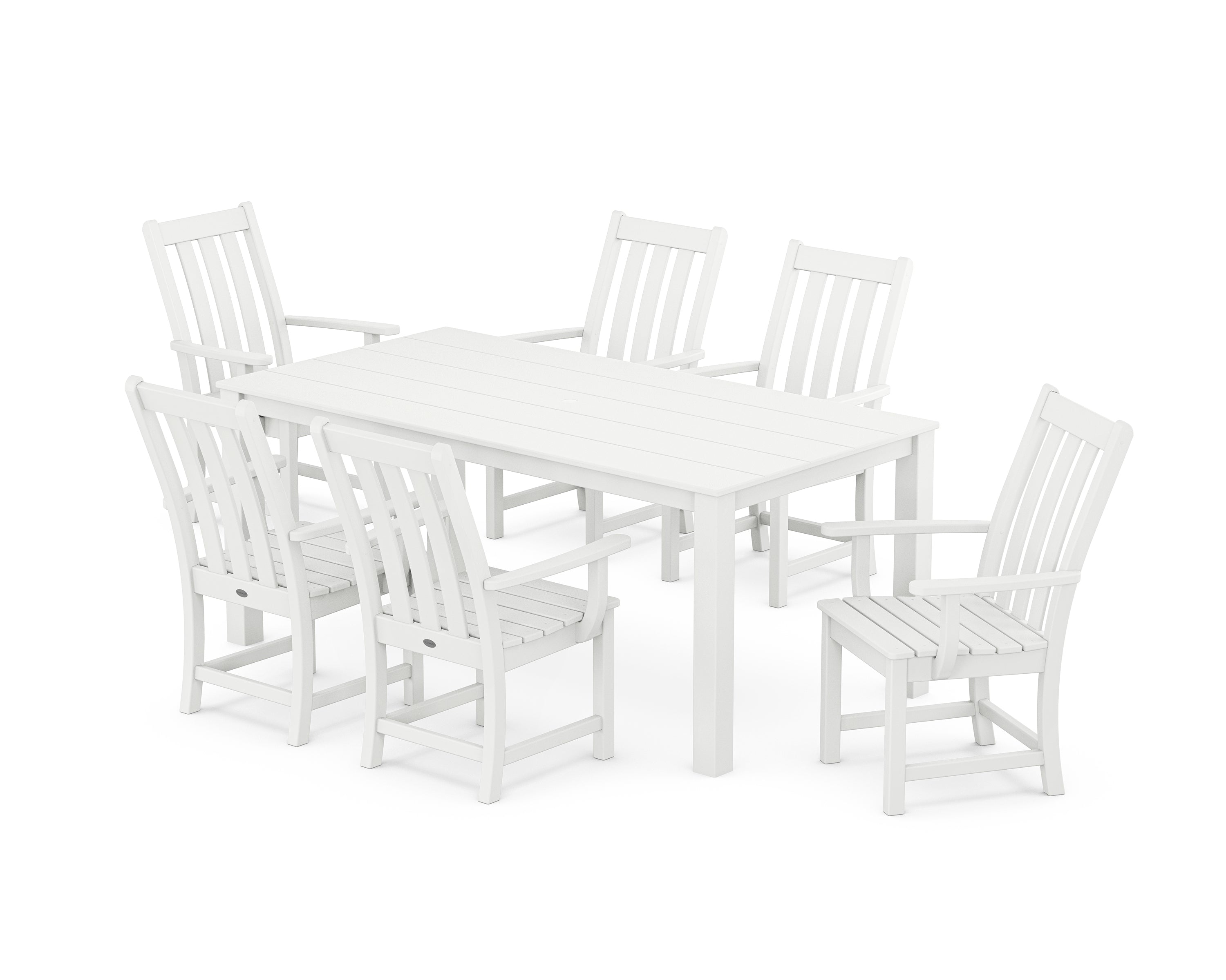 POLYWOOD Vineyard 7-Piece Parsons Arm Chair Dining Set in White
