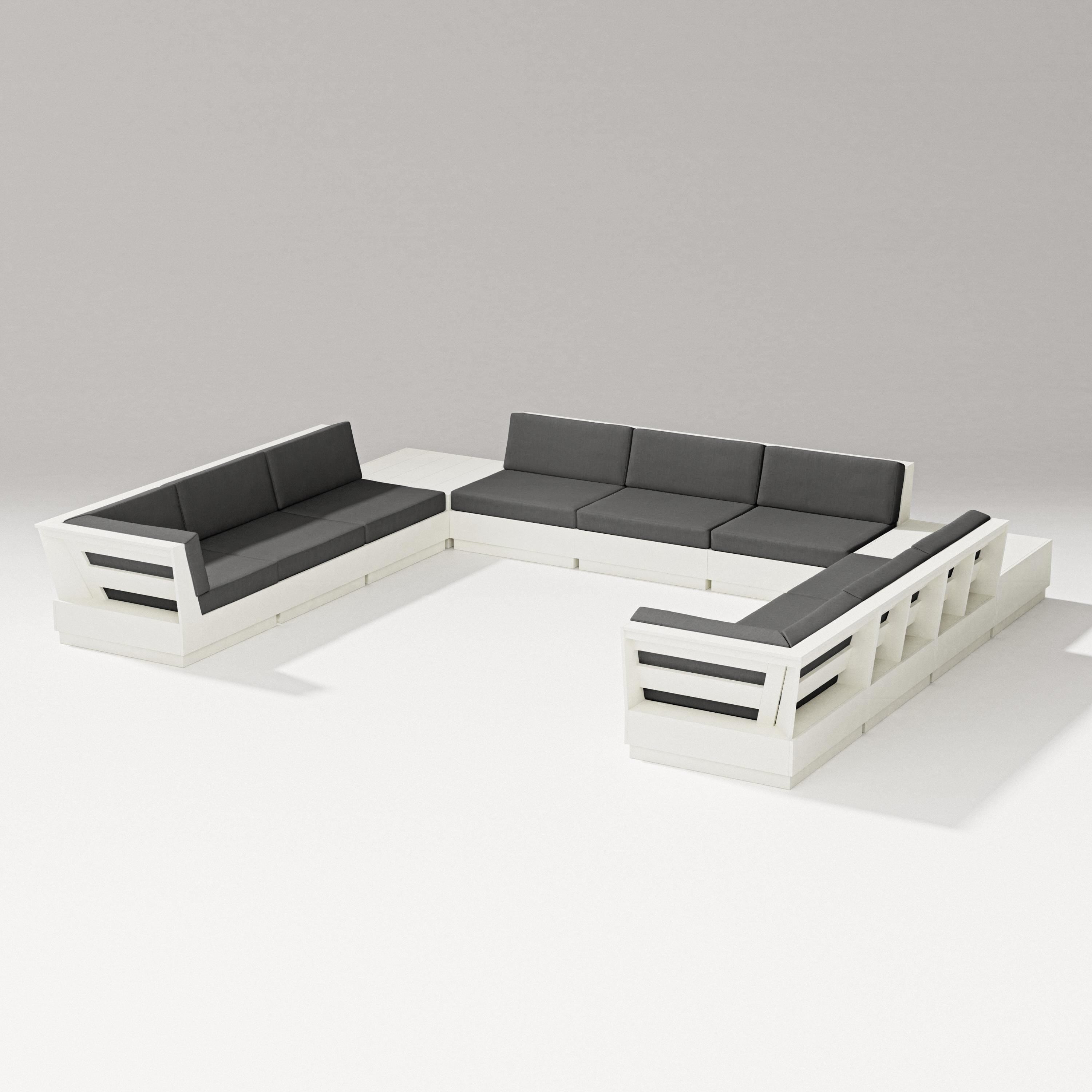 PW Designer Series Elevate 11-Piece U-Shaped Sofa Sectional in Vintage White / Spectrum Carbon