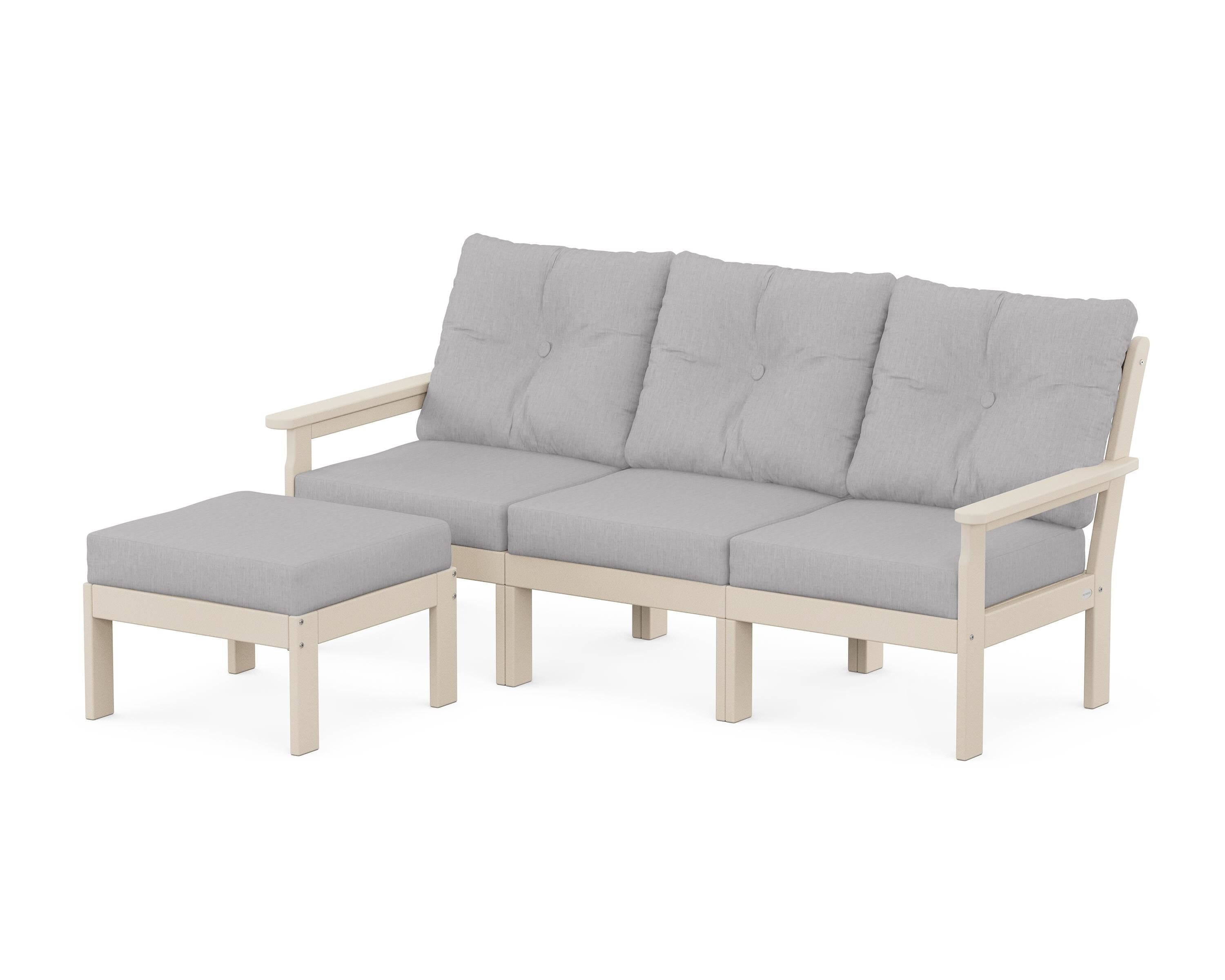 POLYWOOD Vineyard 4-Piece Sectional with Ottoman in Sand / Granite