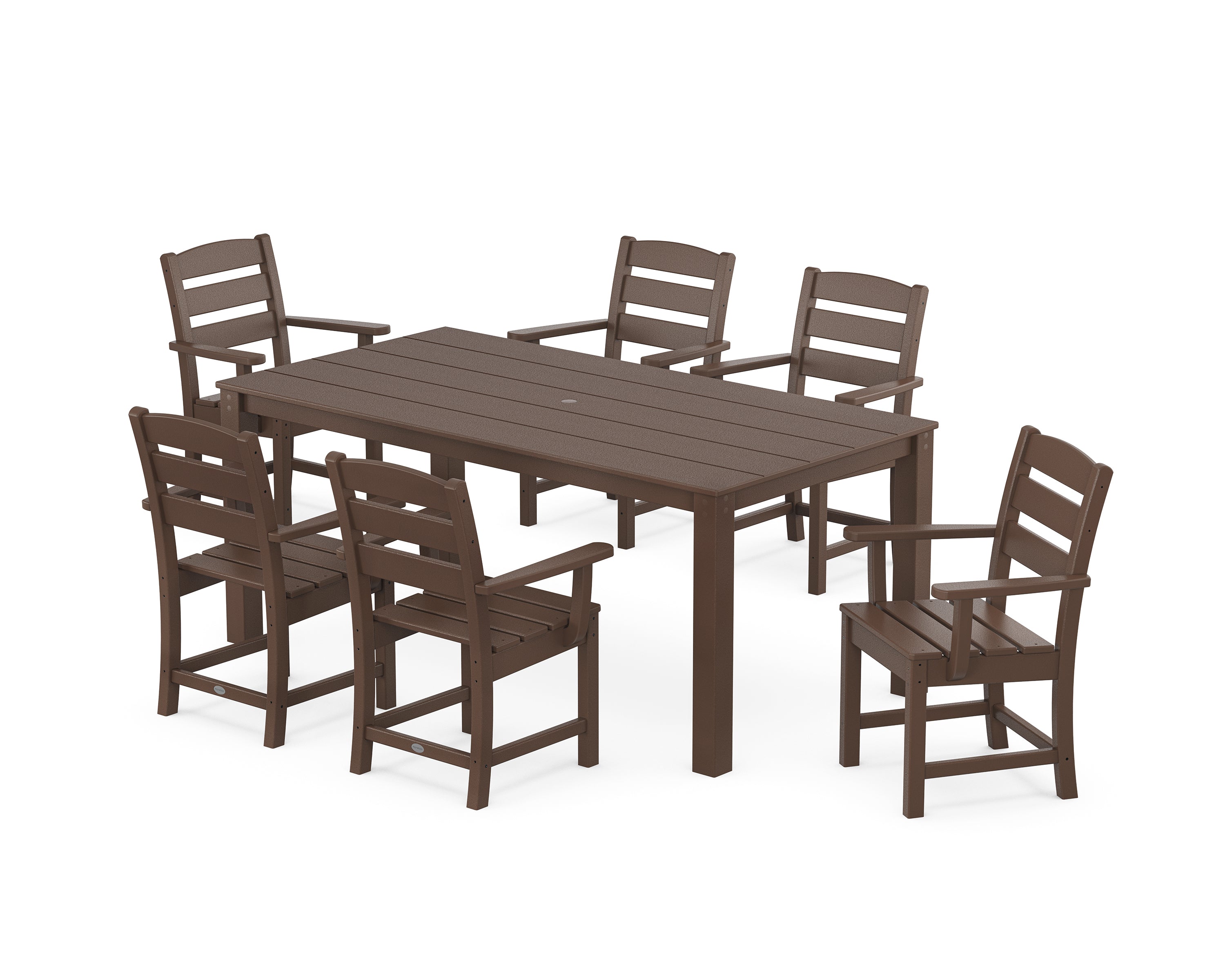 POLYWOOD Lakeside Arm Chair 7-Piece Parsons Dining Set in Mahogany