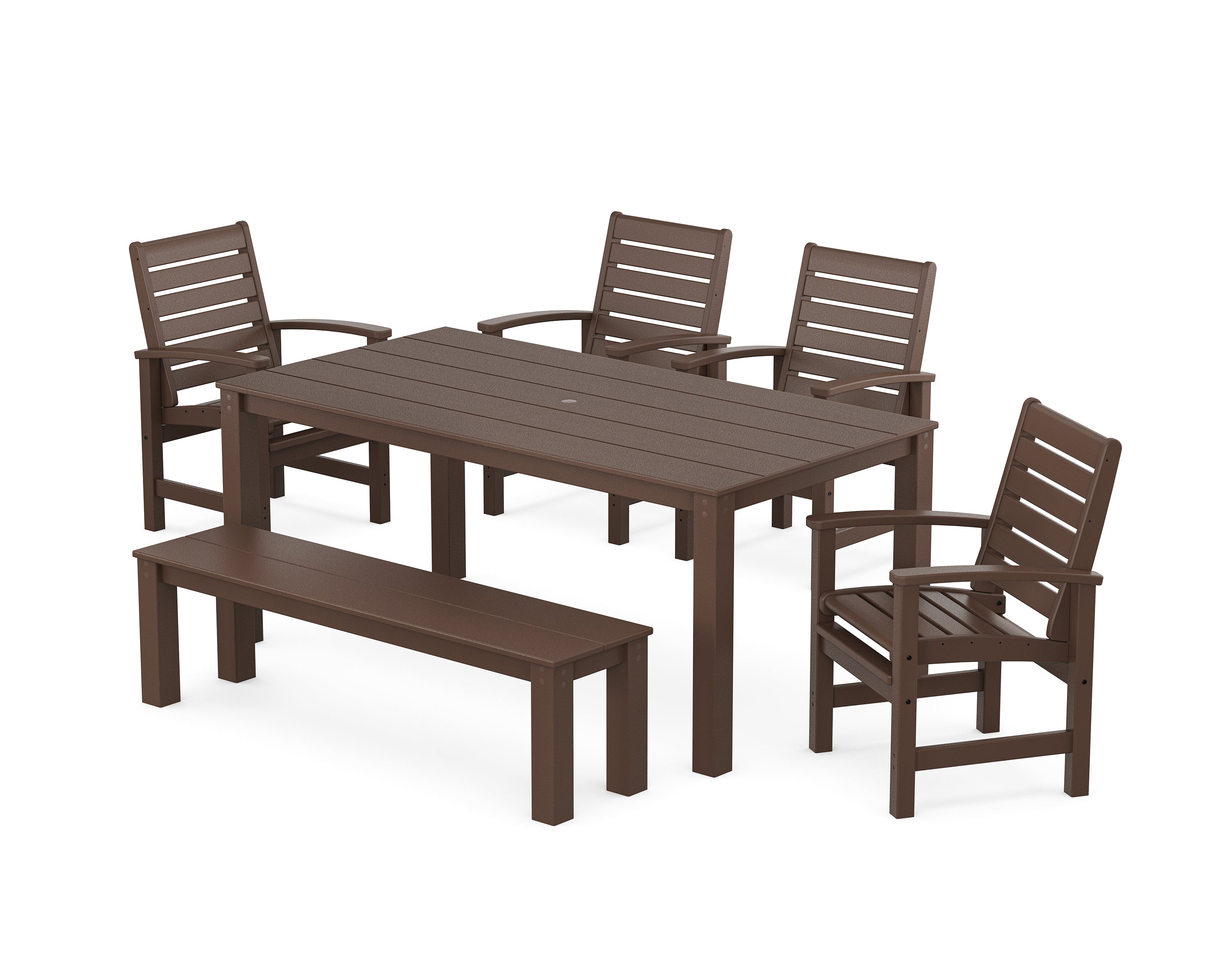POLYWOOD Signature 6-Piece Parsons Dining Set with Bench in Mahogany