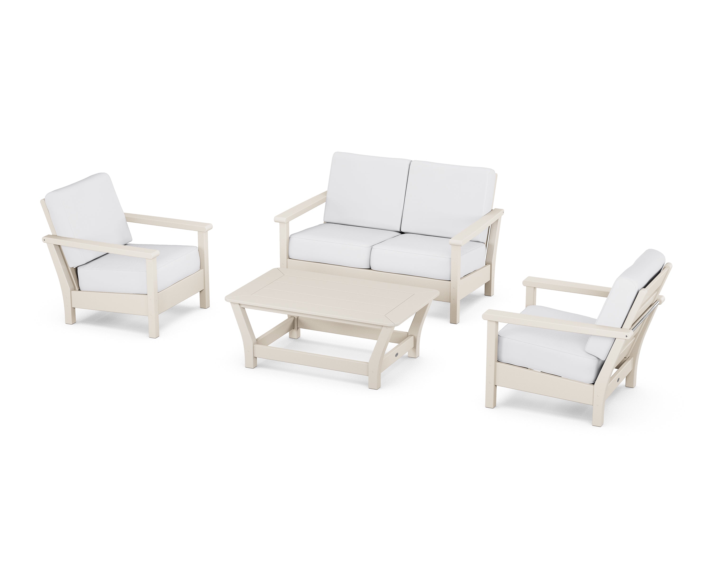 POLYWOOD Harbour 4-Piece Deep Seating Set in Sand / Natural