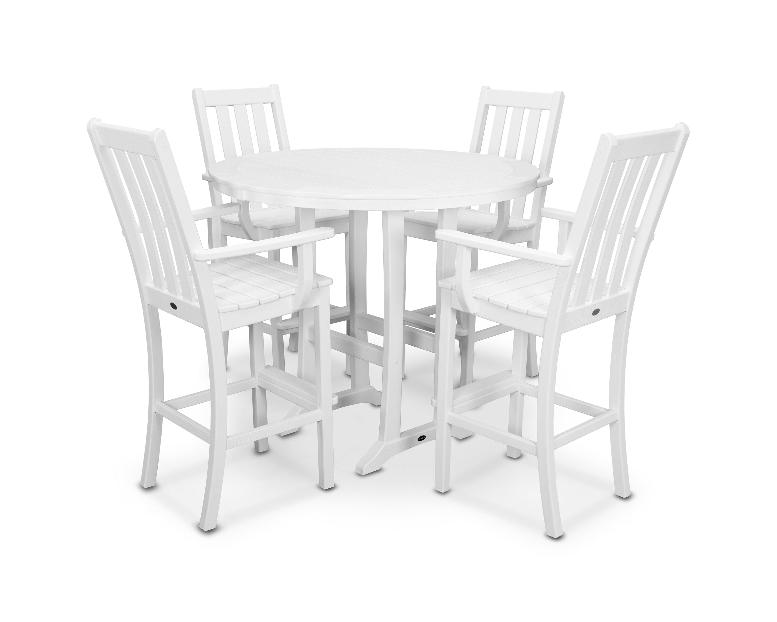 POLYWOOD® Vineyard 5-Piece Round Bar Set in White