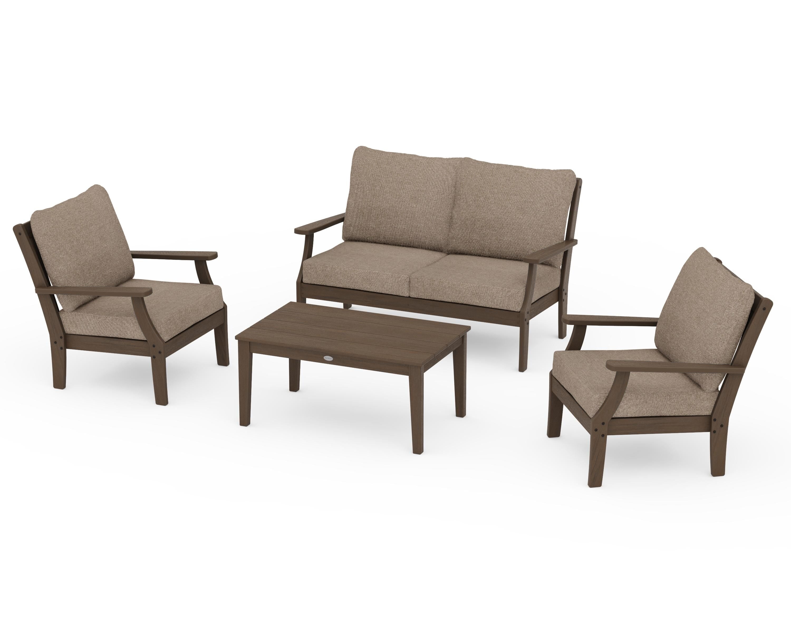 POLYWOOD Braxton 4-Piece Deep Seating Chair Set in Kona / Spiced Burlap