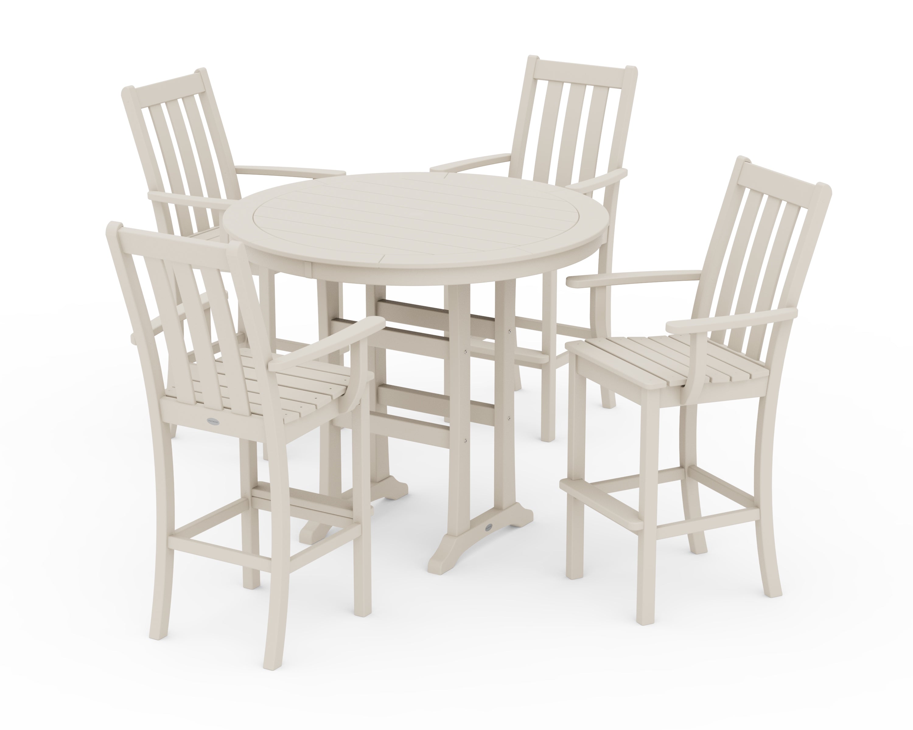 POLYWOOD Vineyard 5-Piece Round Bar Set in Sand