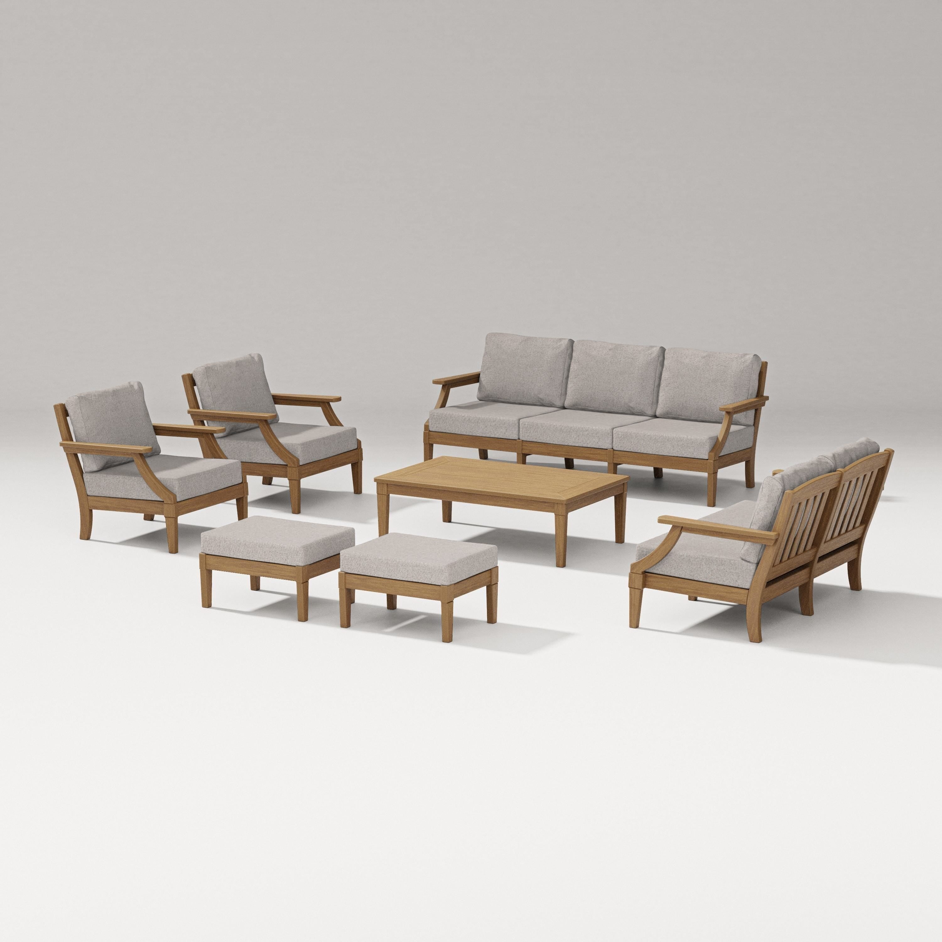 PW Designer Series Estate 7-Piece Lounge Sofa Set in Natural / Weathered Tweed
