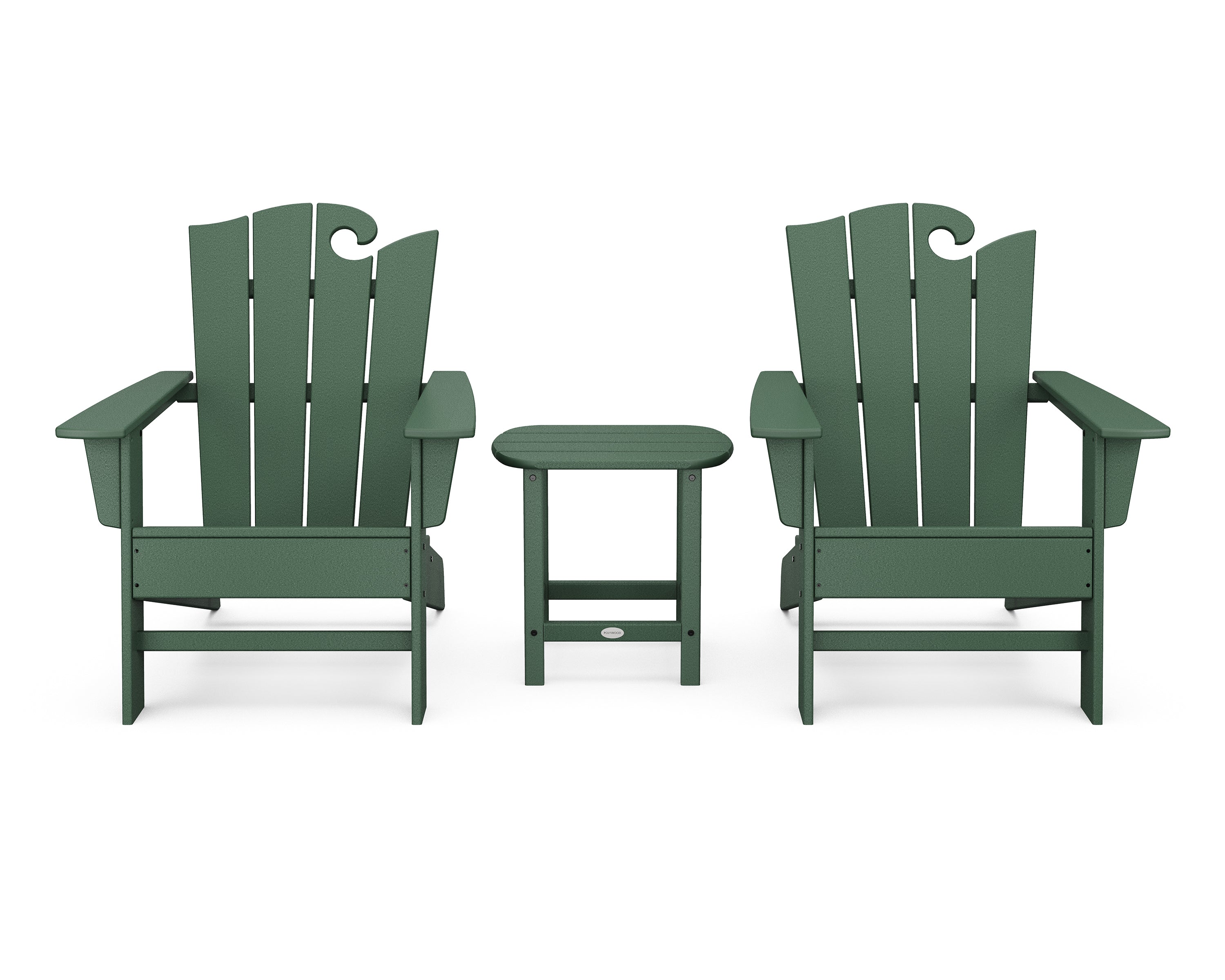 POLYWOOD Wave 3-Piece Adirondack Set with The Ocean Chair in Green