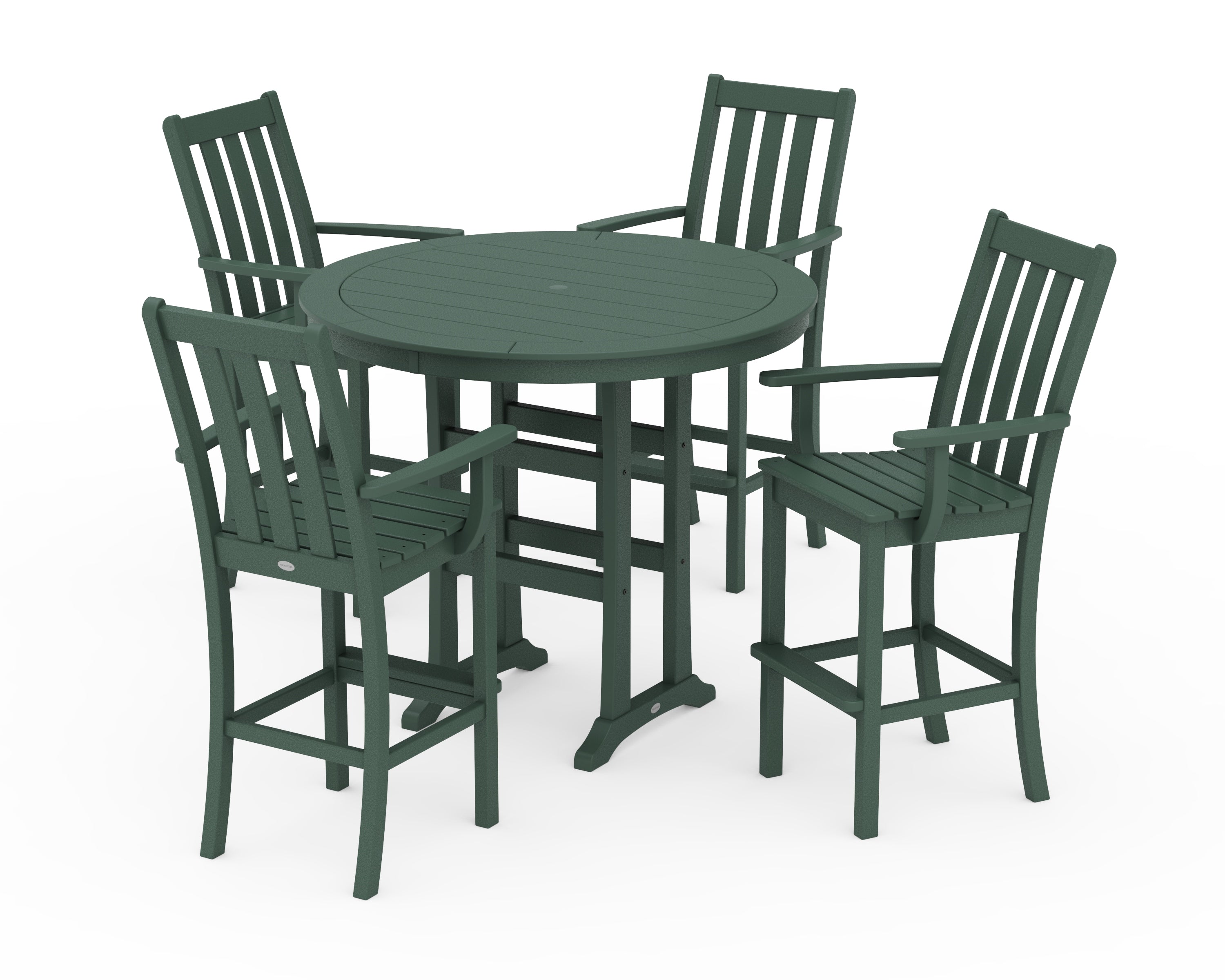 POLYWOOD Vineyard 5-Piece Round Bar Set in Green