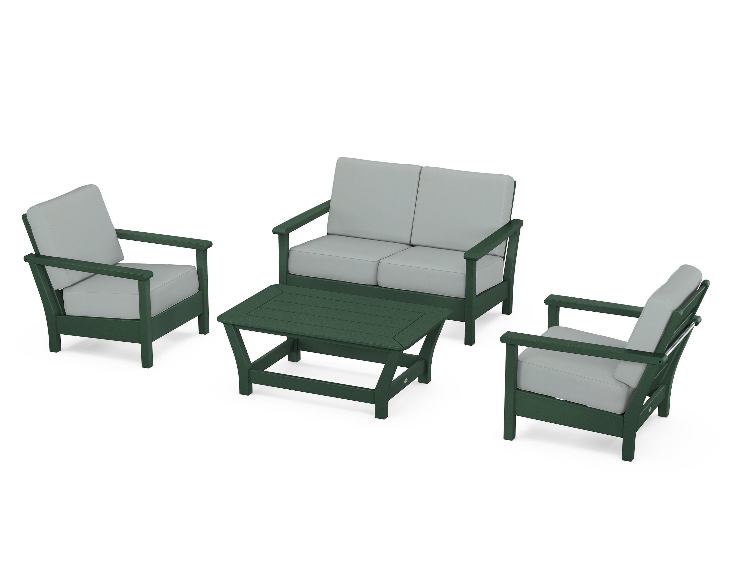 POLYWOOD Harbour 4-Piece Deep Seating Set in Green / Spa