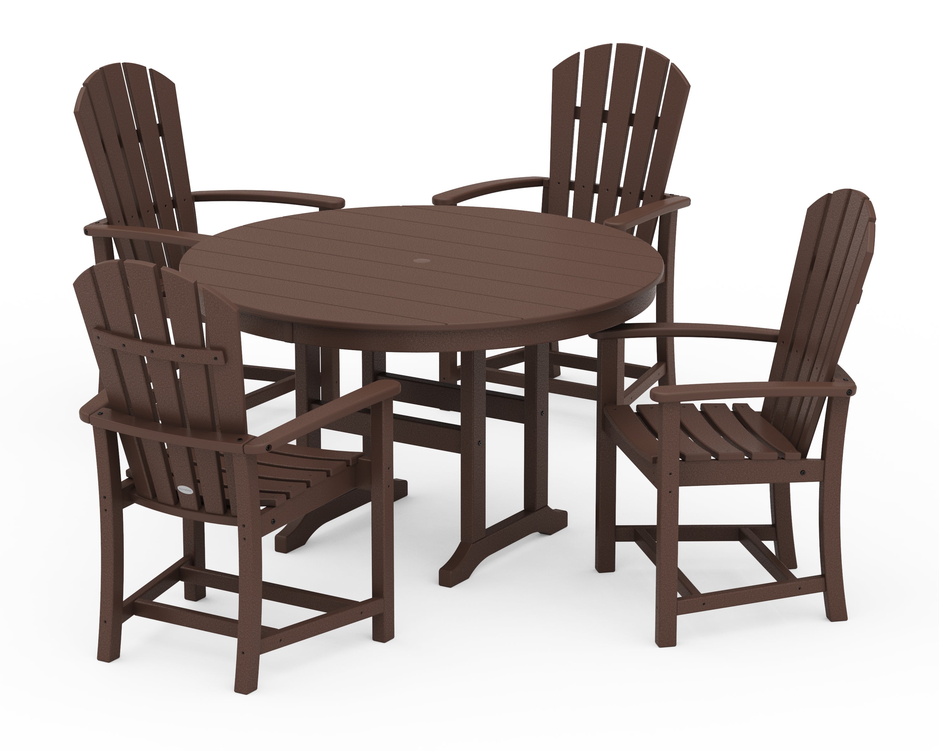 POLYWOOD Palm Coast 5-Piece Round Farmhouse Dining Set in Mahogany