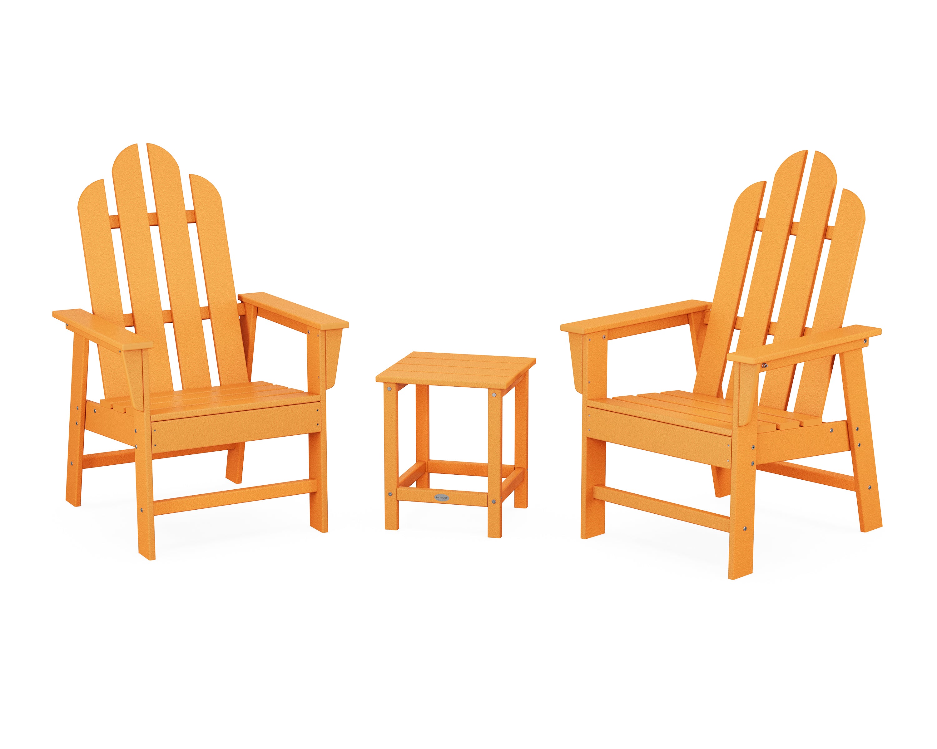 POLYWOOD Long Island 3-Piece Upright Adirondack Chair Set in Tangerine