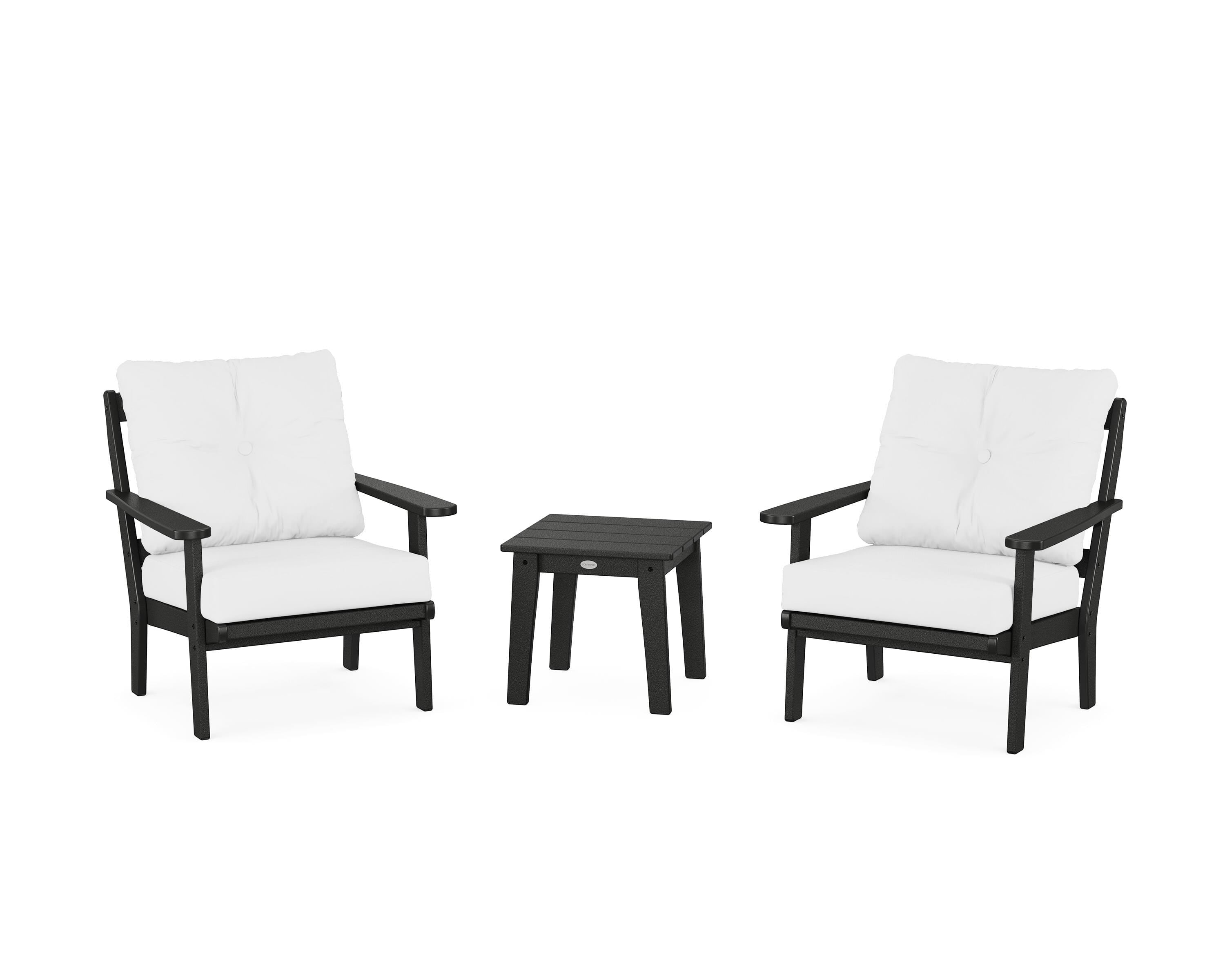 POLYWOOD Mission 3-Piece Deep Seating Set in Black / Natural