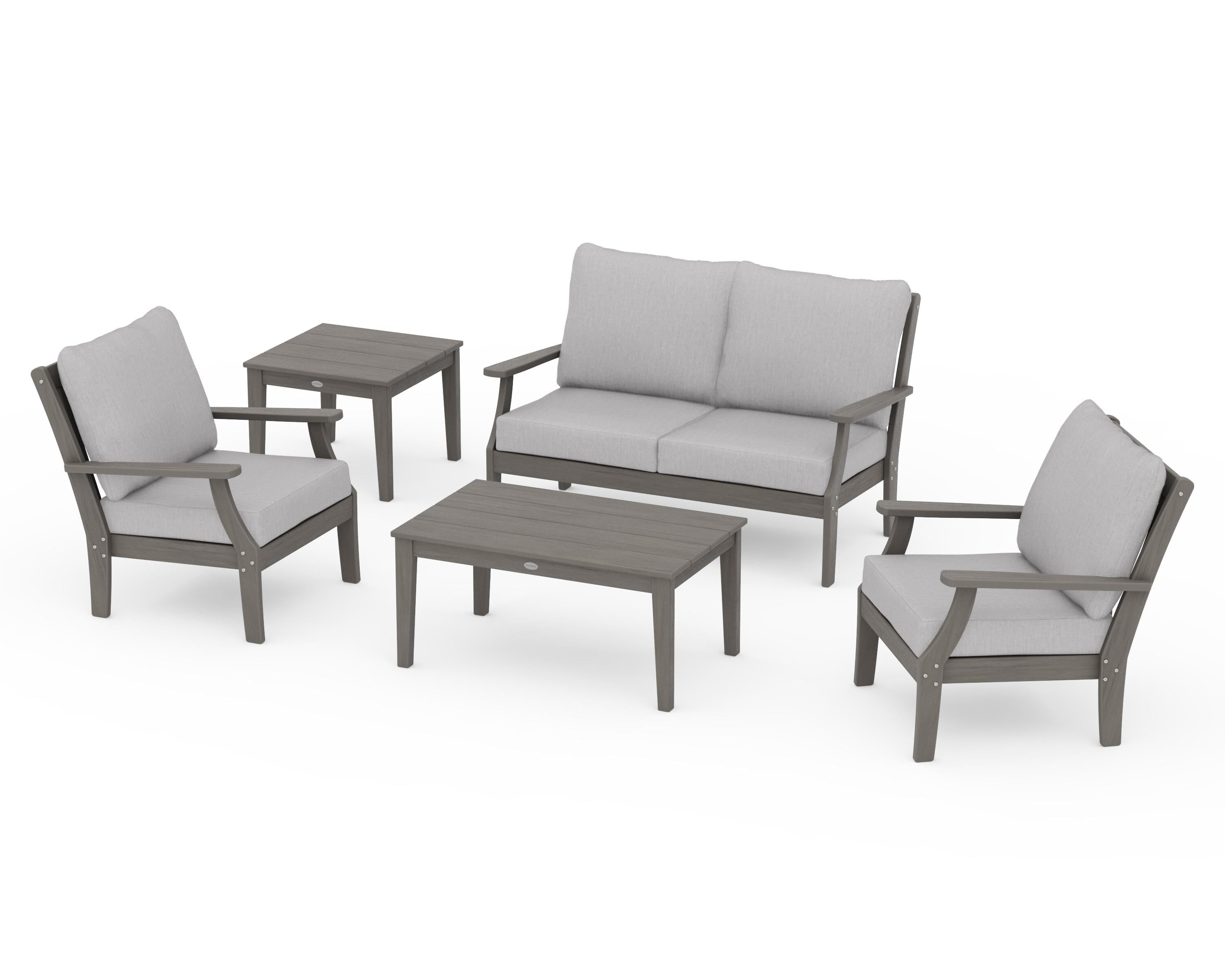 POLYWOOD Braxton 5-Piece Deep Seating Set in Driftwood / Granite