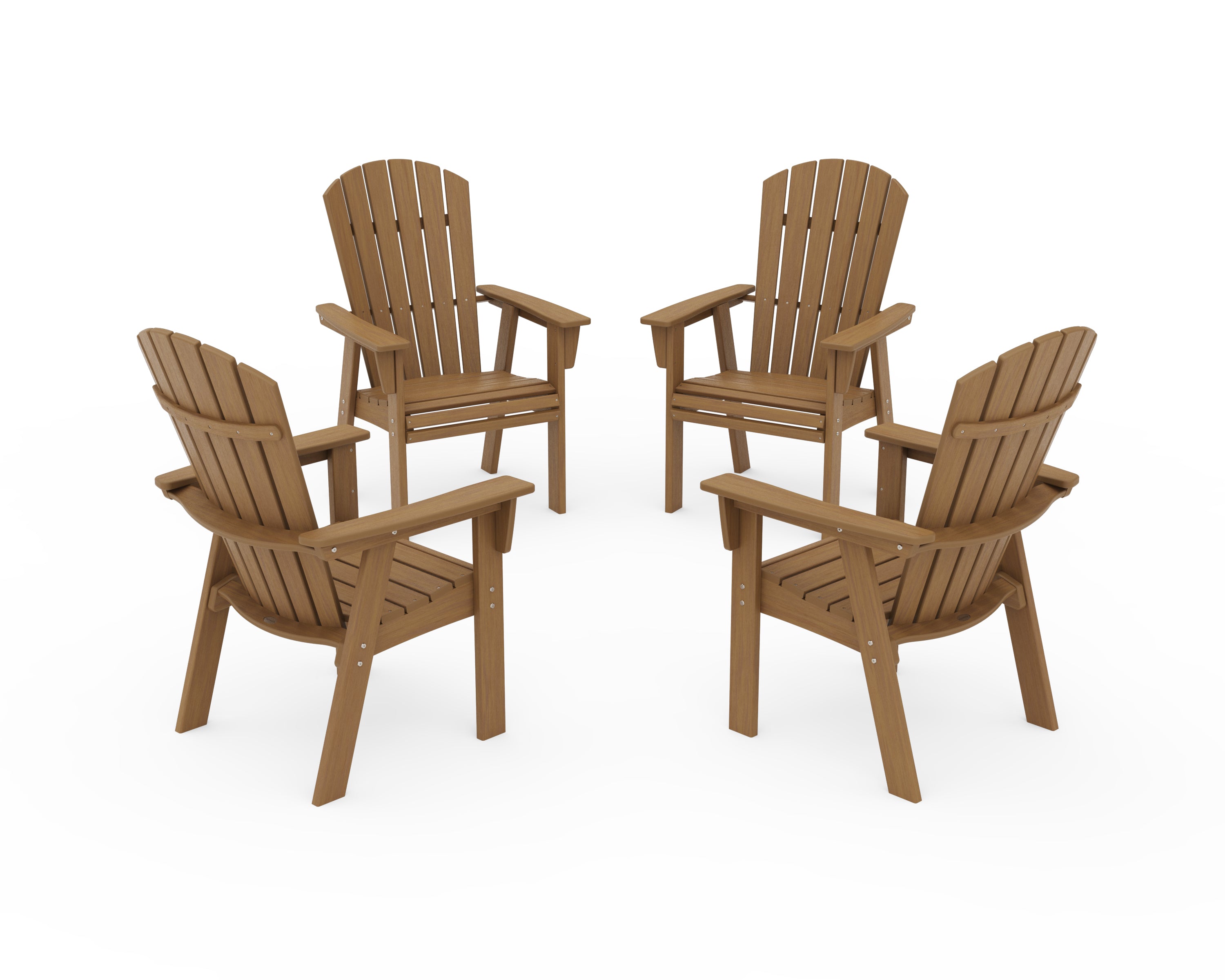 POLYWOOD Nautical 4-Piece Curveback Upright Adirondack Conversation Set in Natural