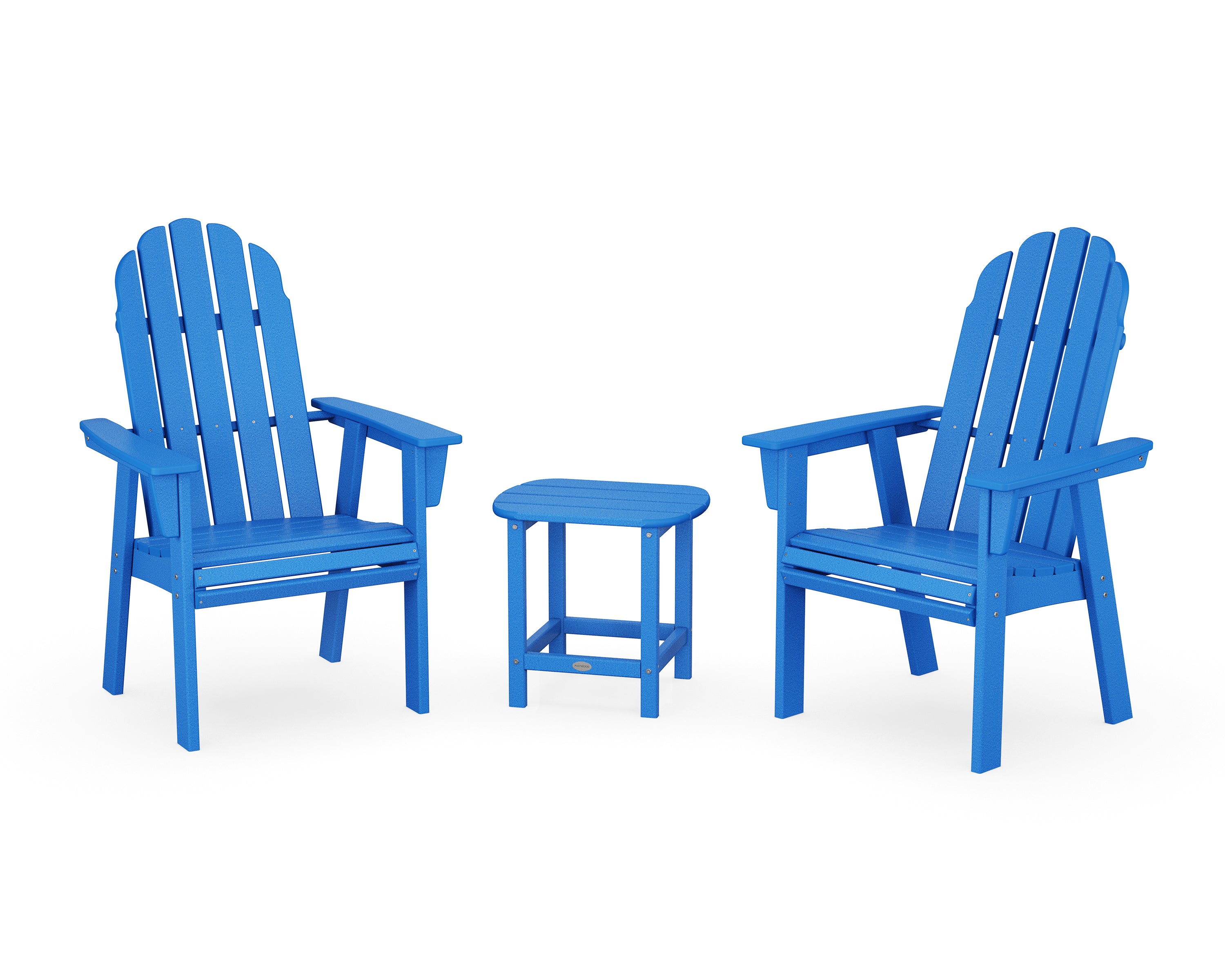 POLYWOOD Vineyard 3-Piece Curveback Upright Adirondack Chair Set in Pacific Blue