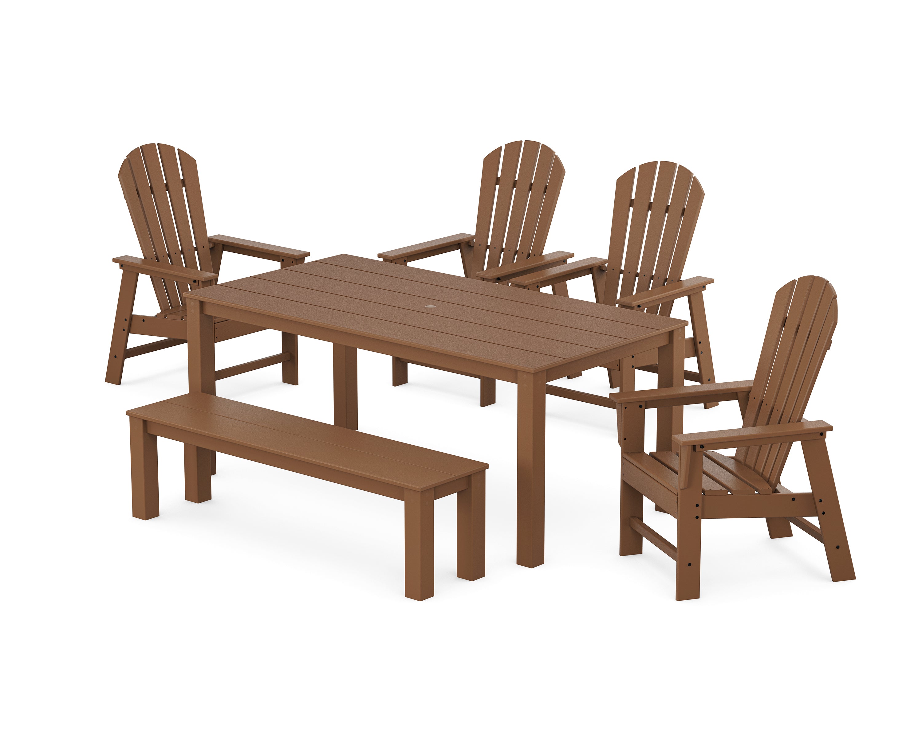 POLYWOOD South Beach 6-Piece Parsons Dining Set with Bench in Teak