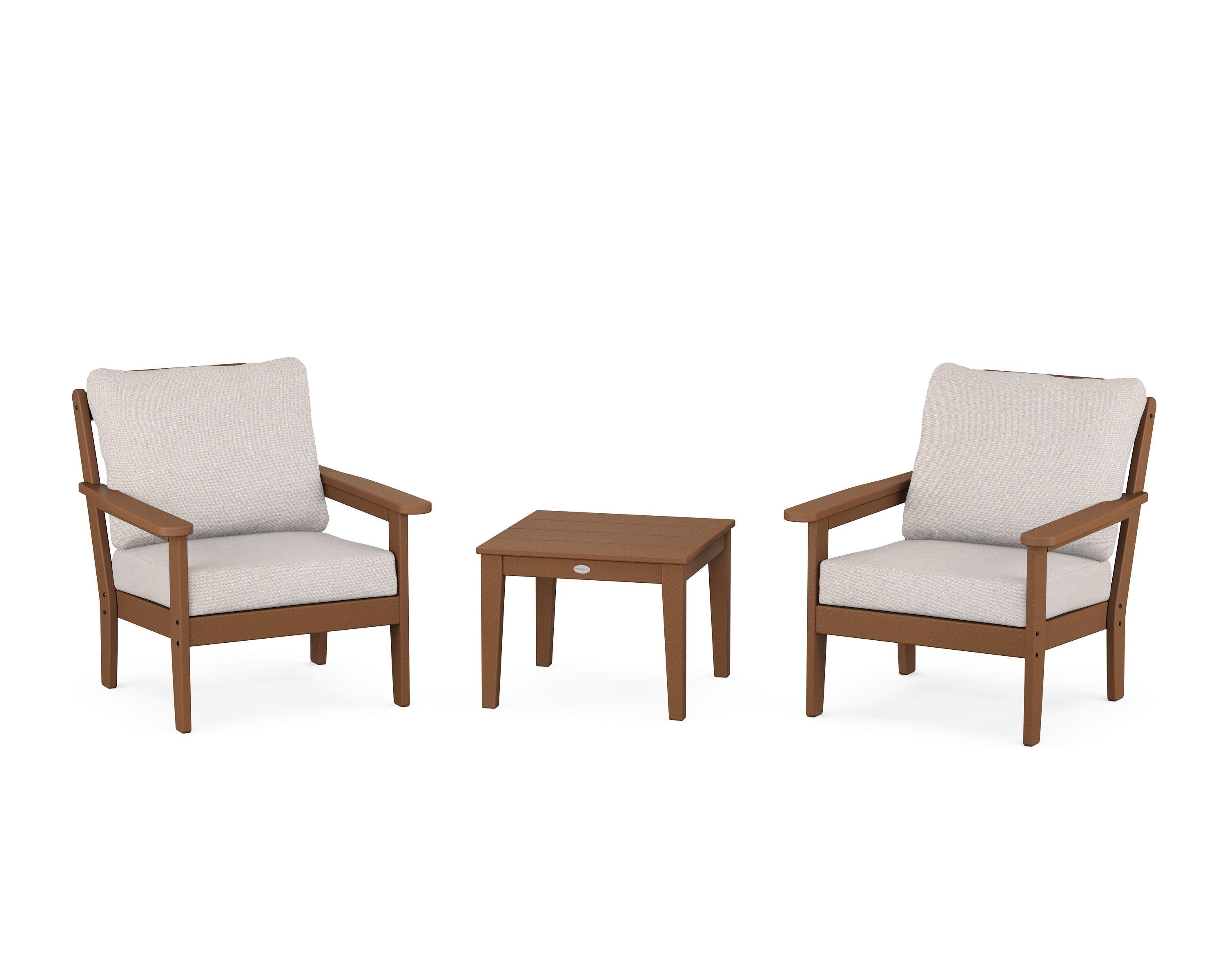 Country Living Cottage 3-Piece Deep Seating Set in Teak / Dune Burlap