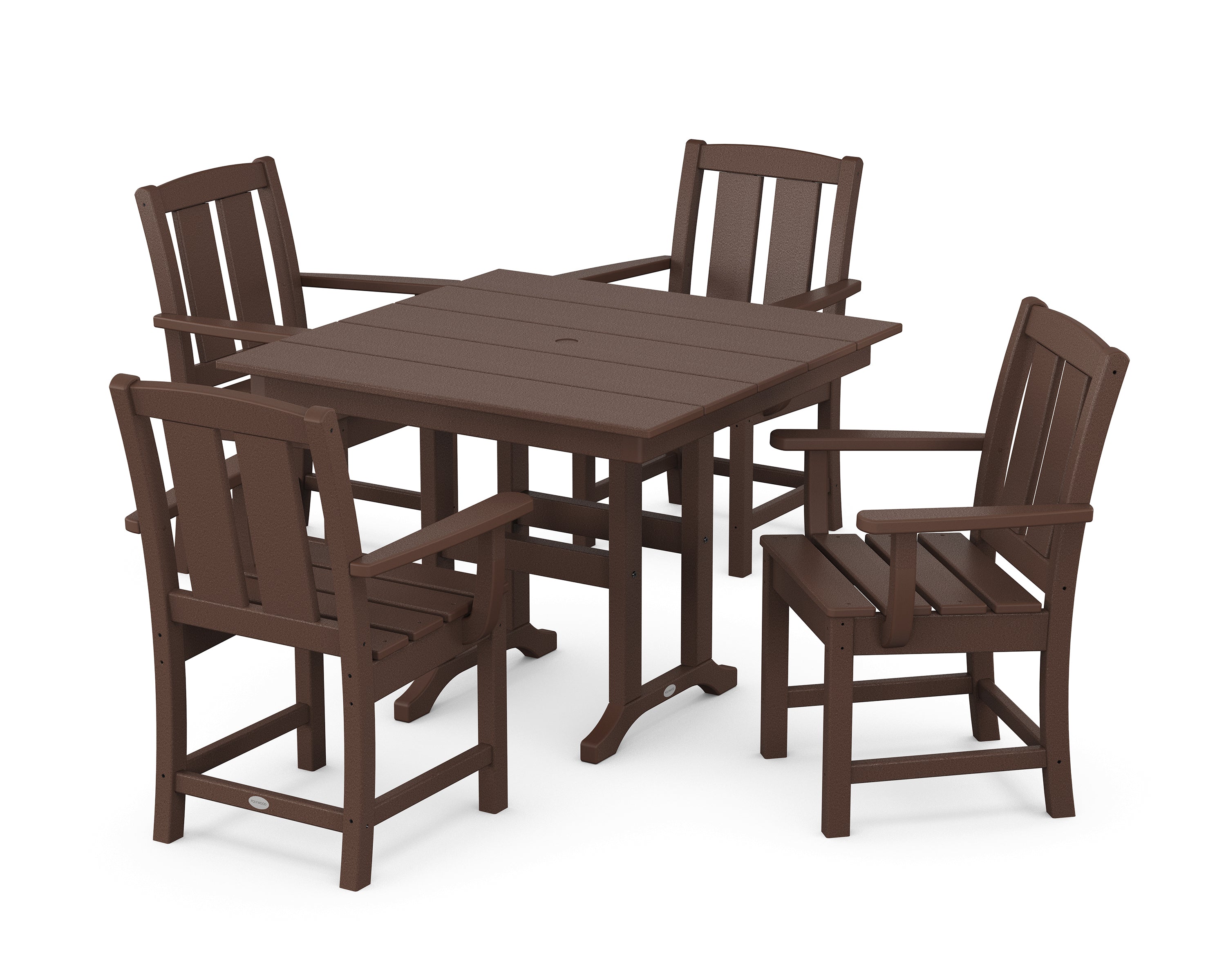 POLYWOOD Mission 5-Piece Farmhouse Dining Set in Mahogany