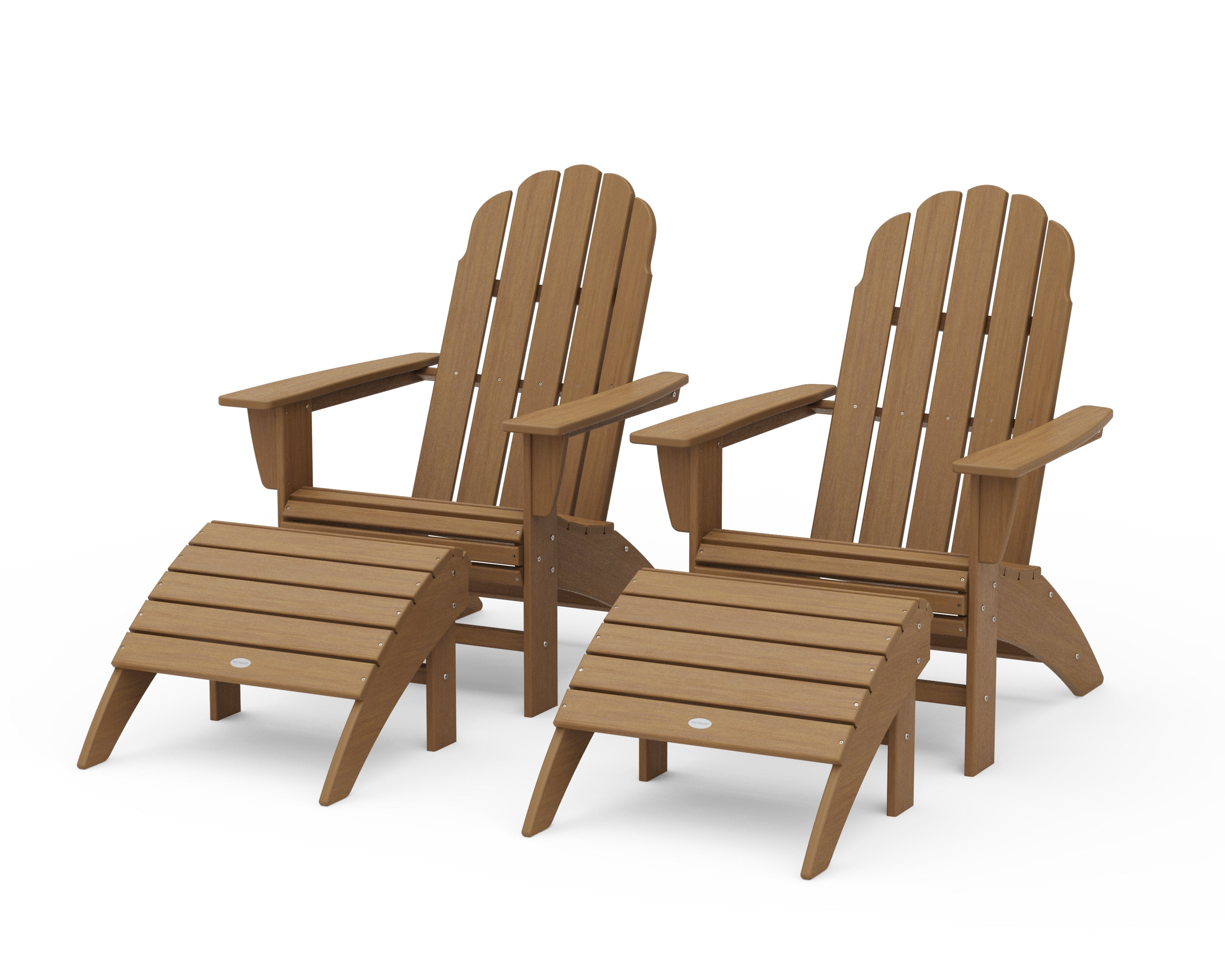 POLYWOOD Vineyard Curveback Adirondack Chair 4-Piece Set with Ottomans in Natural