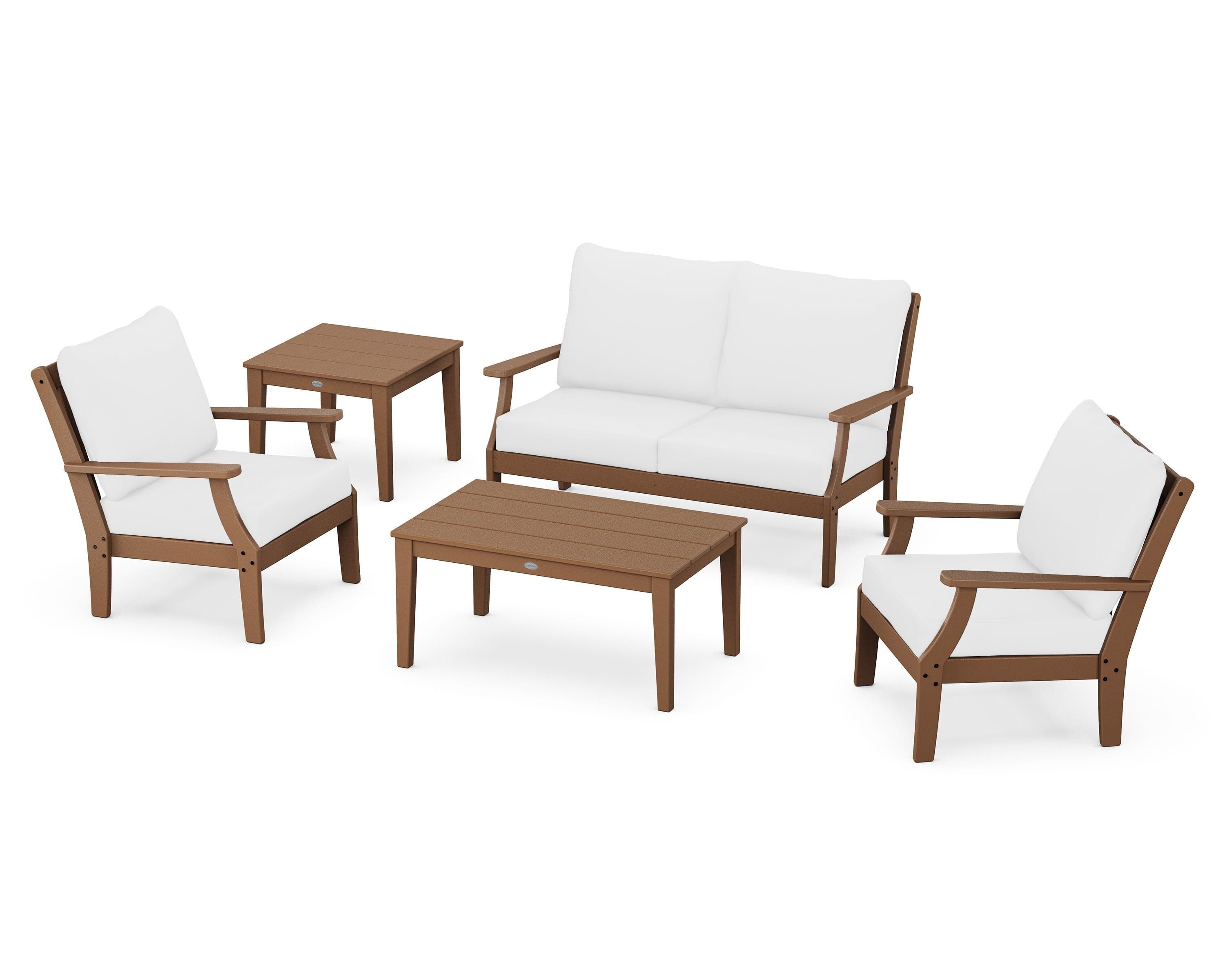 POLYWOOD Braxton 5-Piece Deep Seating Set in Teak / Natural