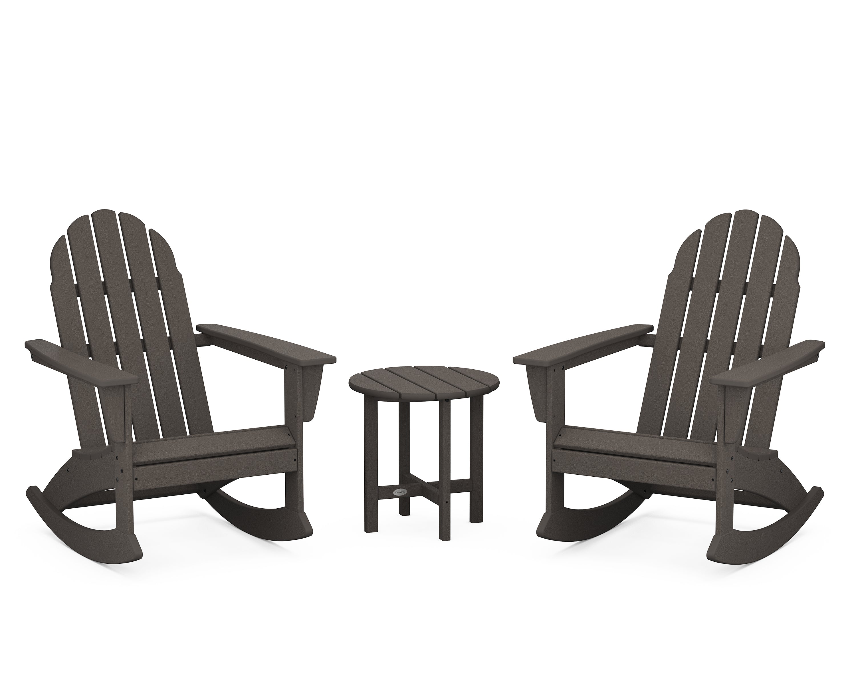POLYWOOD® Vineyard 3-Piece Adirondack Rocking Chair Set in Vintage Coffee