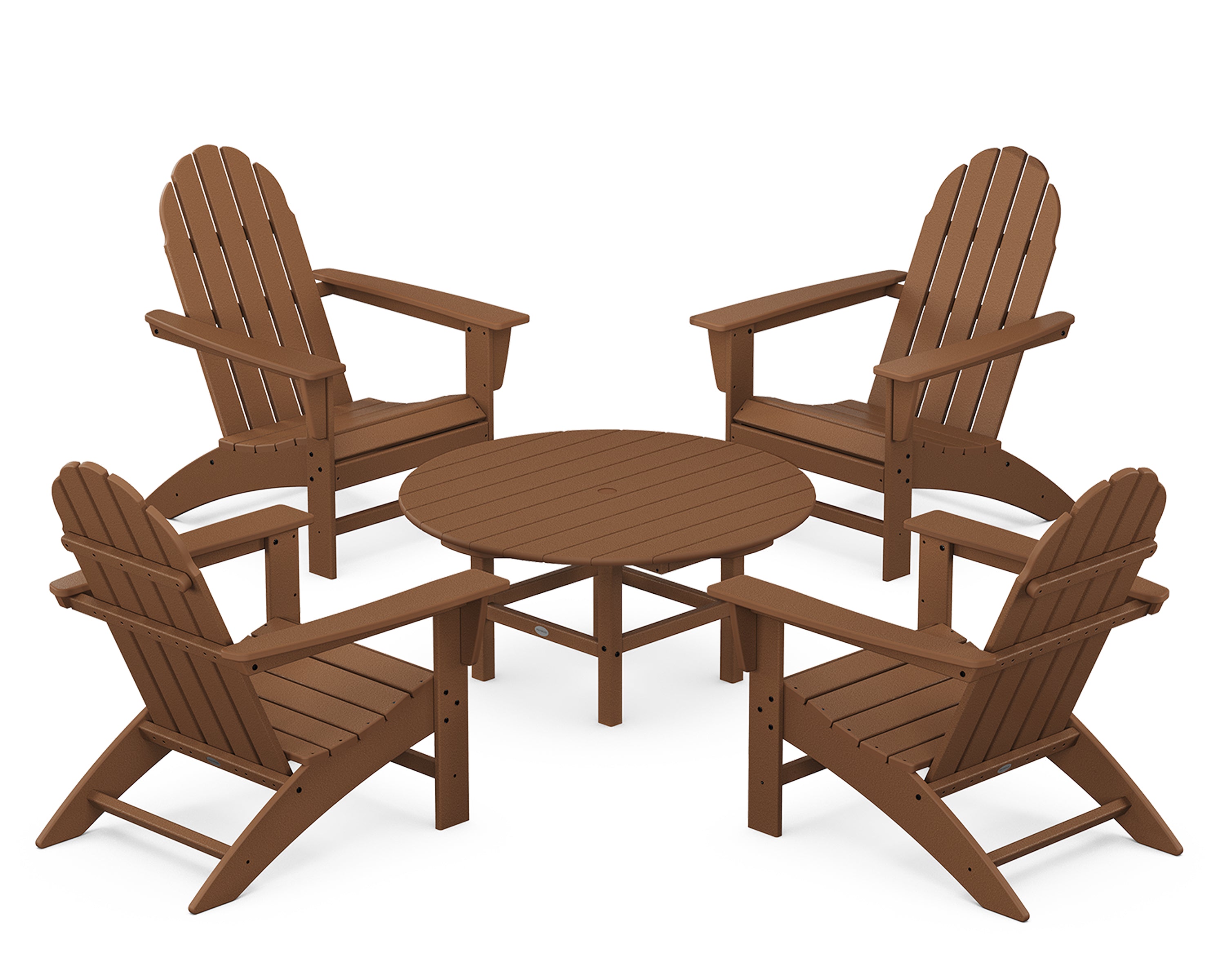 POLYWOOD® Vineyard 5-Piece Adirondack Chair Conversation Set in Teak