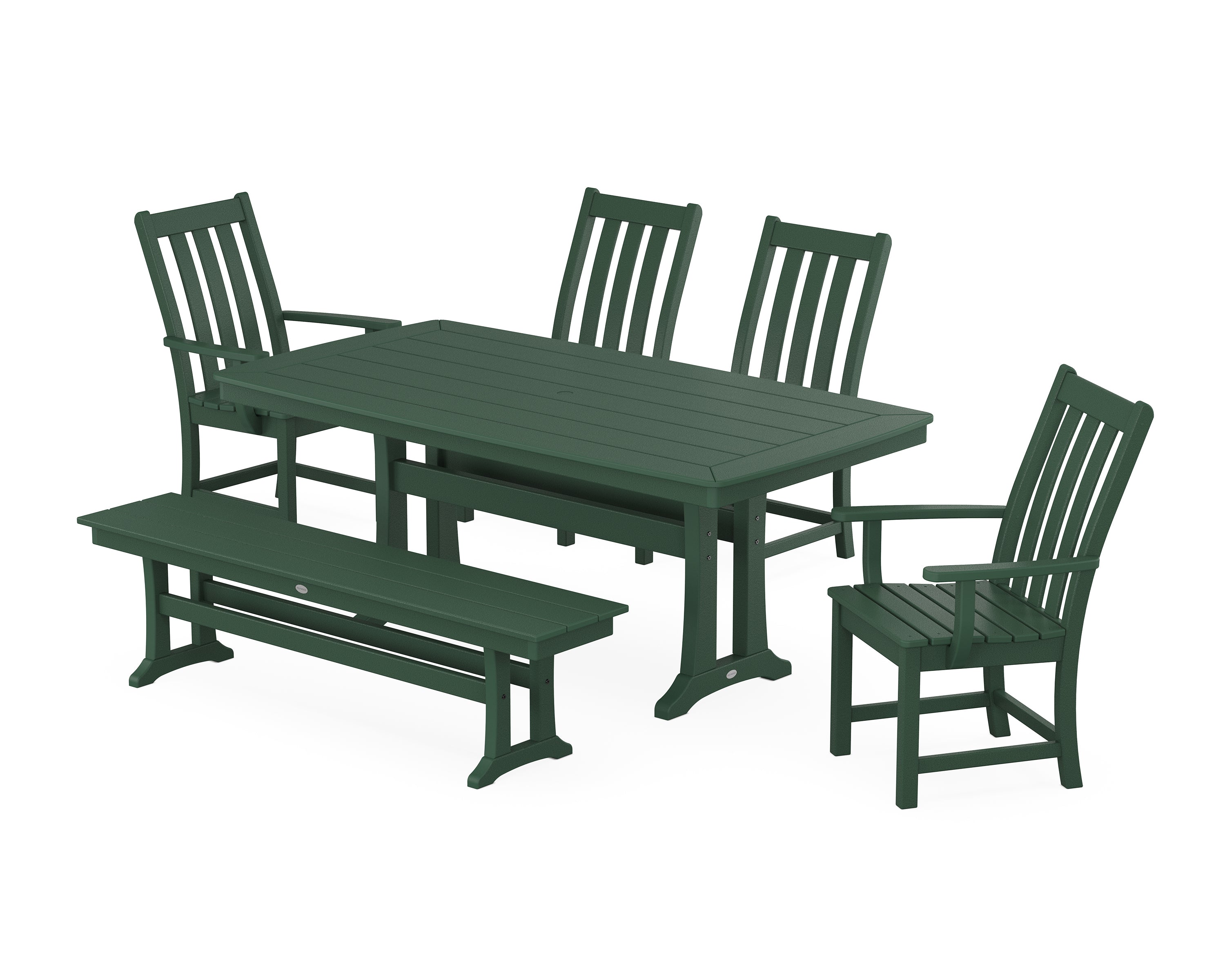POLYWOOD Vineyard 6-Piece Dining Set with Trestle Legs in Green