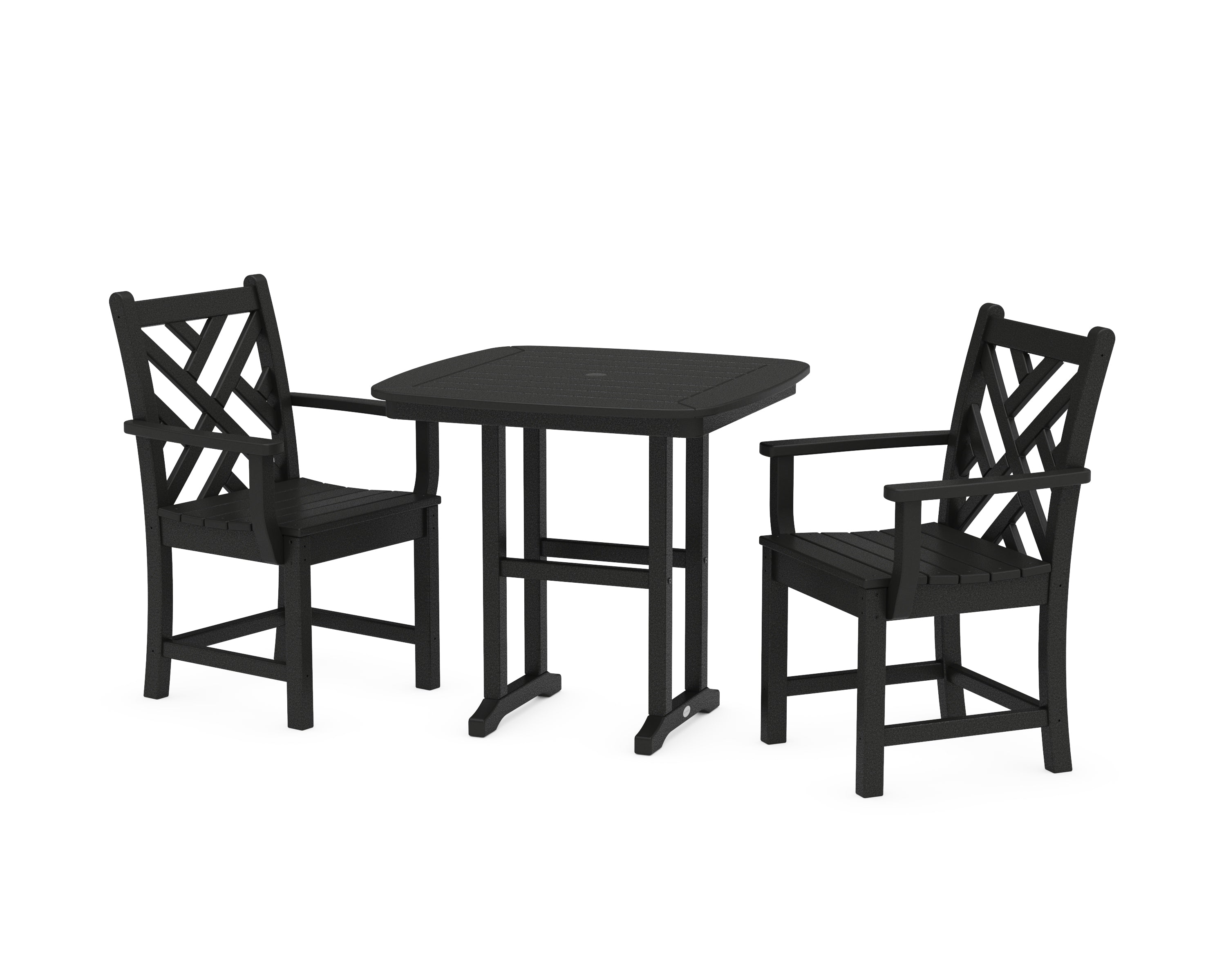 POLYWOOD Chippendale 3-Piece Dining Set in Black