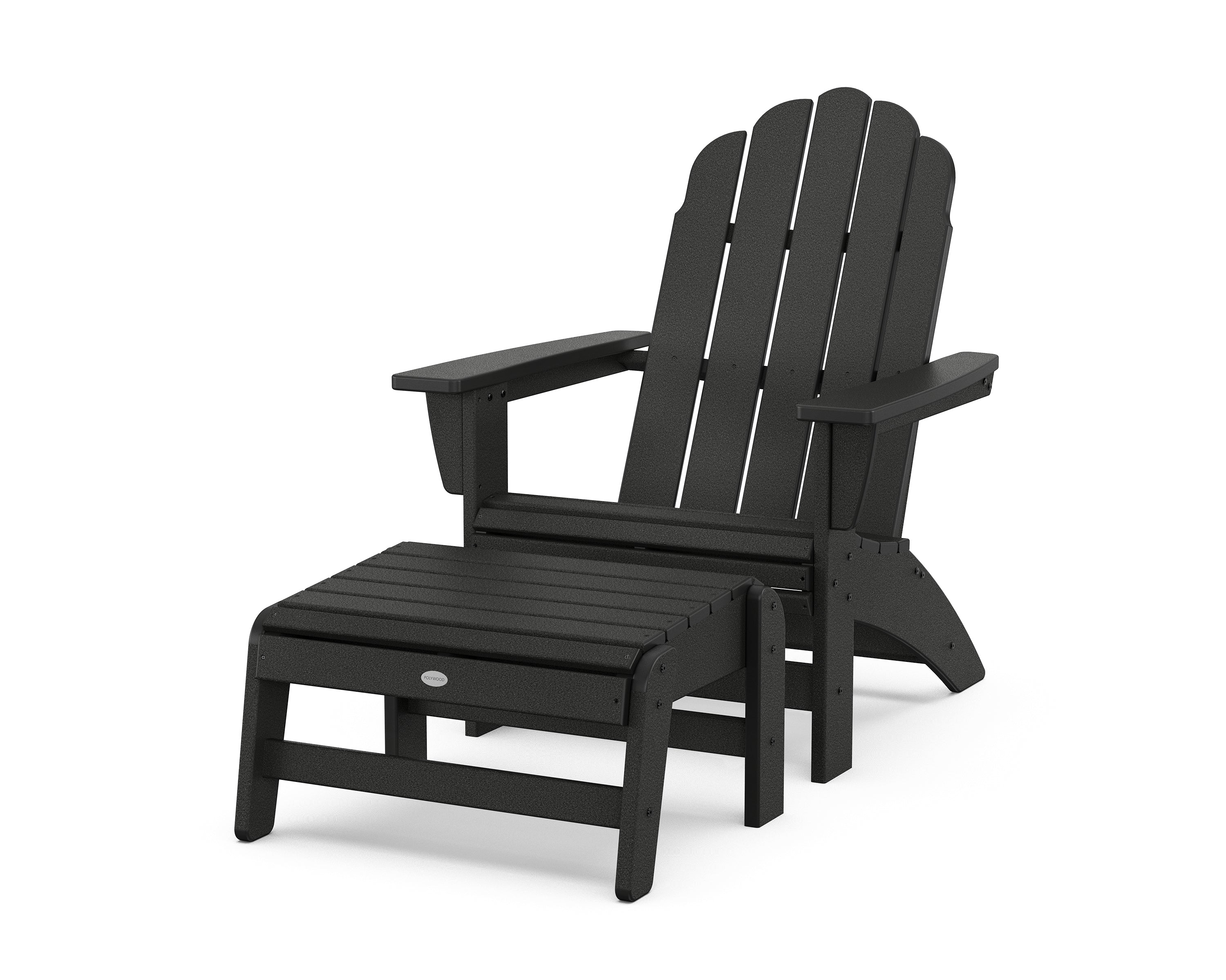 POLYWOOD Vineyard Grand Adirondack Chair with Ottoman in Black