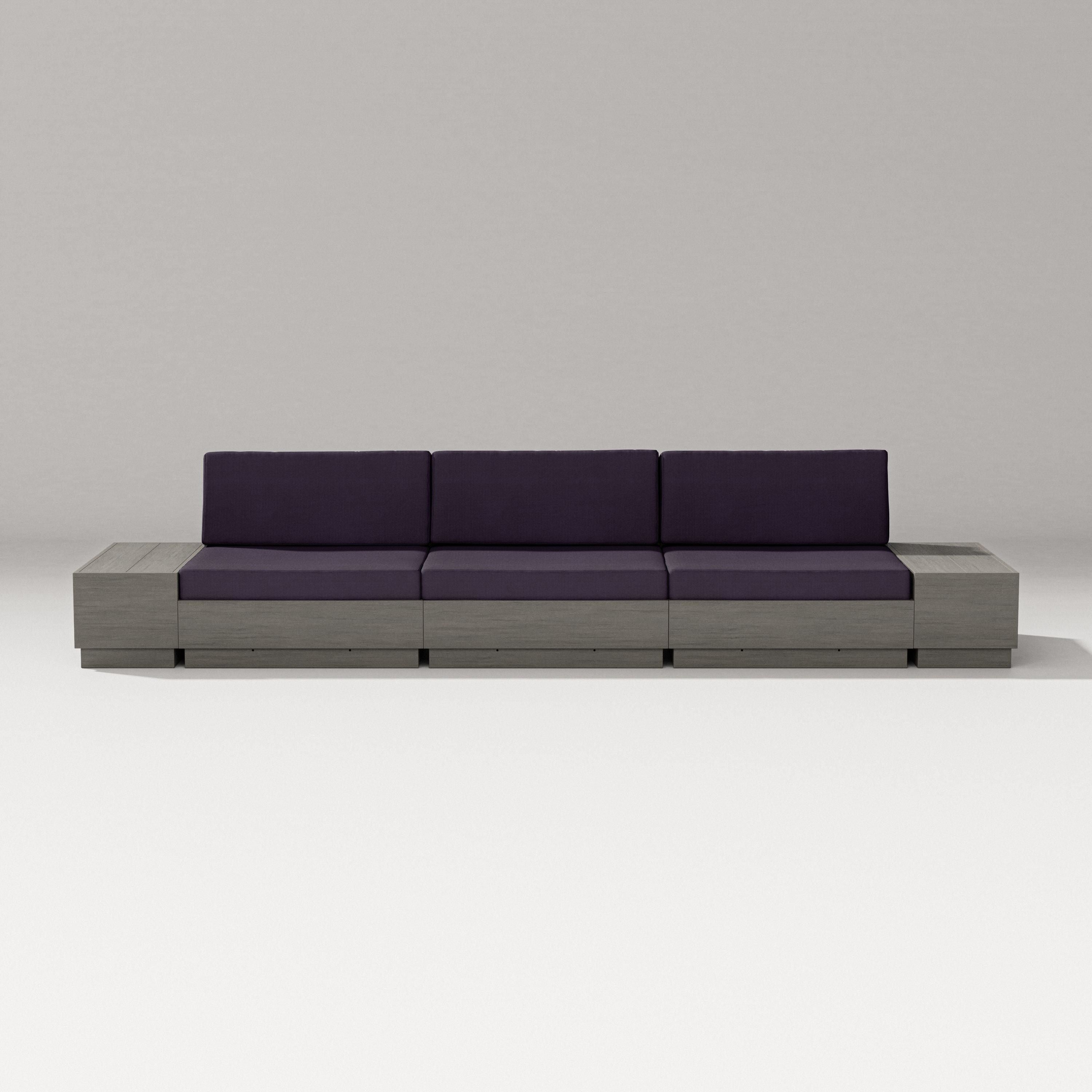 PW Designer Series Elevate Straight Sectional in Driftwood / Navy Linen
