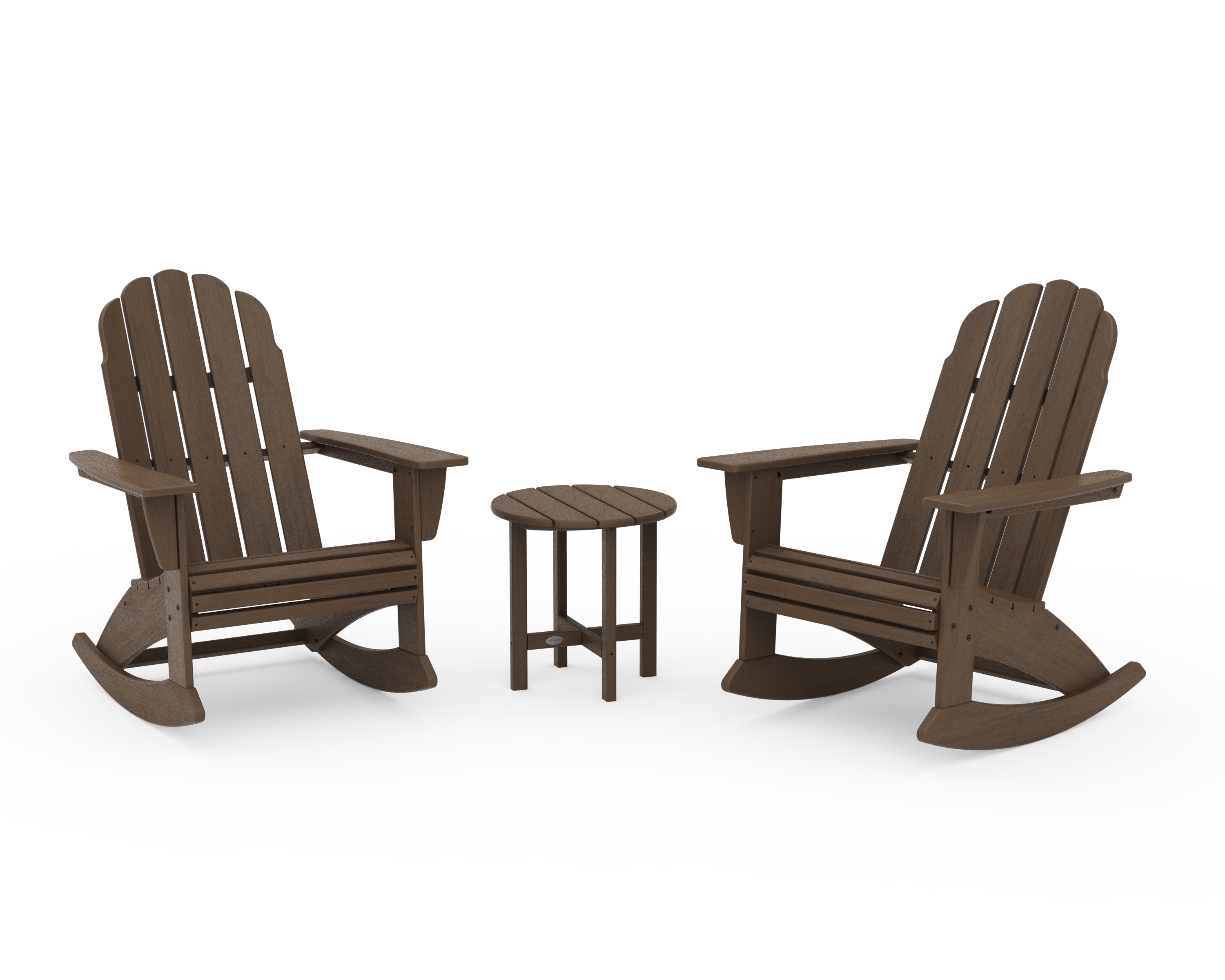 POLYWOOD Vineyard Curveback 3-Piece Adirondack Rocking Chair Set in Kona