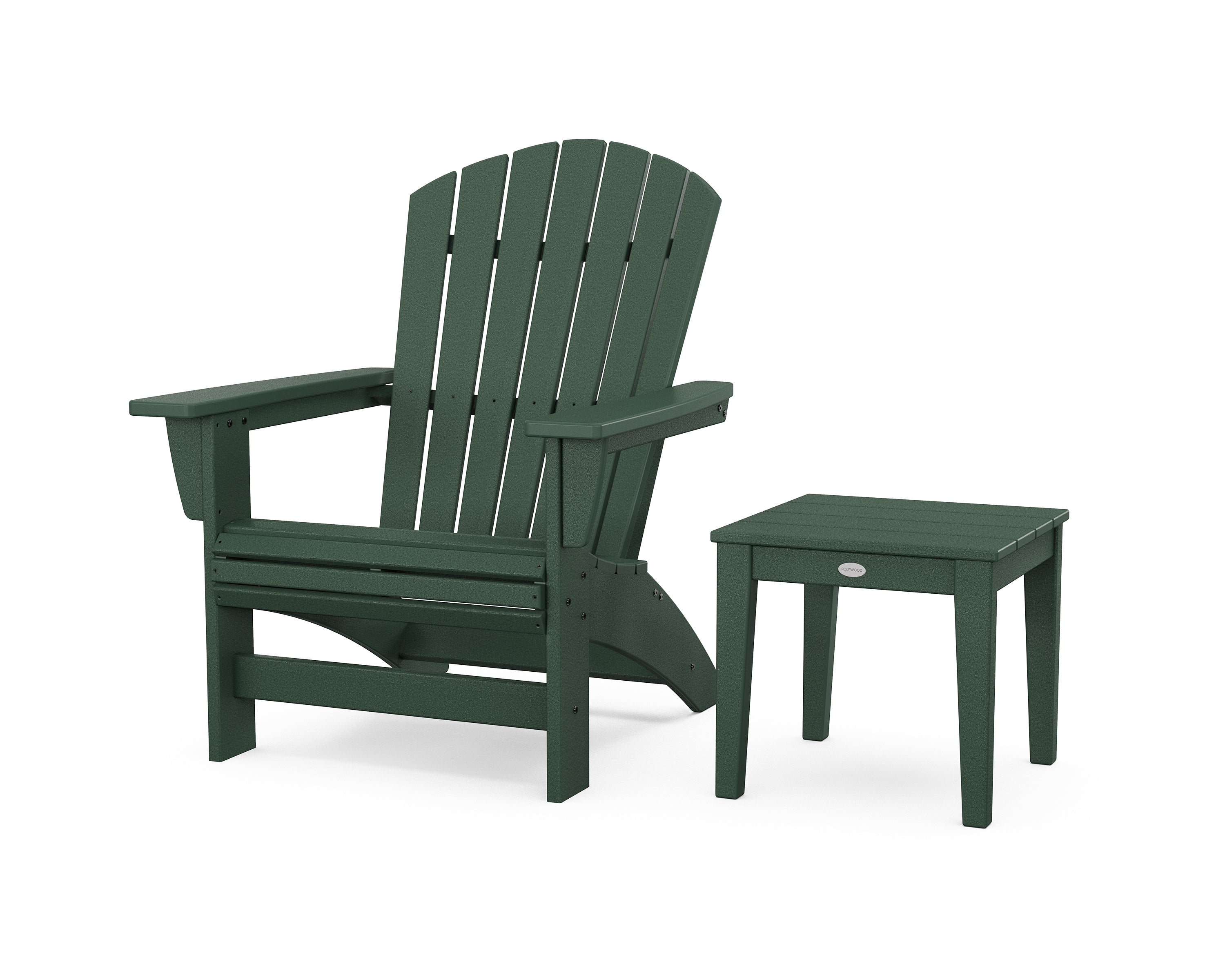 POLYWOOD Nautical Grand Adirondack Chair with Side Table in Green
