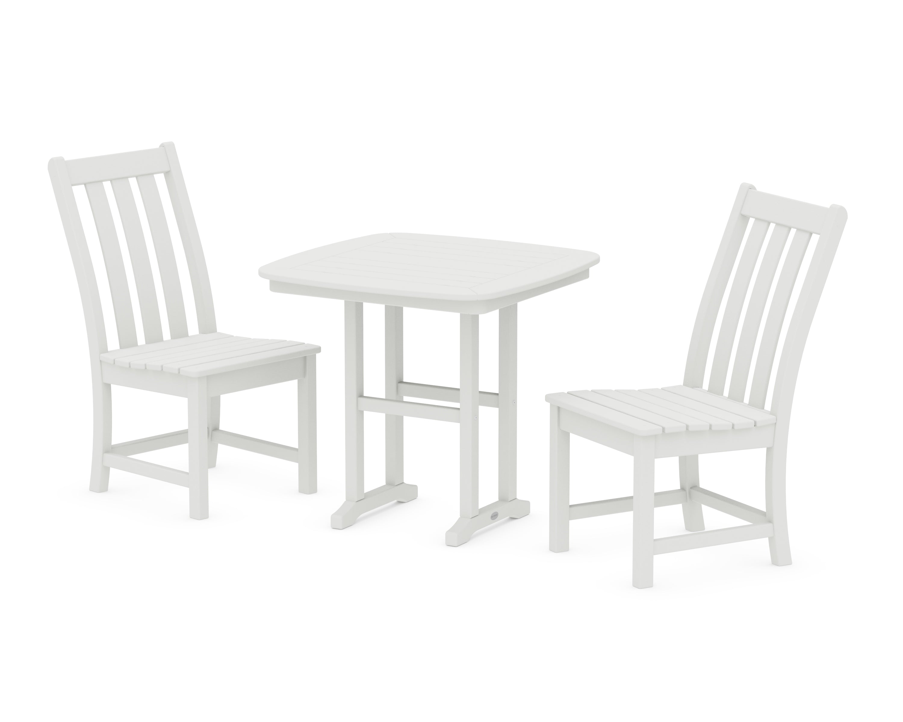 POLYWOOD Vineyard Side Chair 3-Piece Dining Set in Vintage White