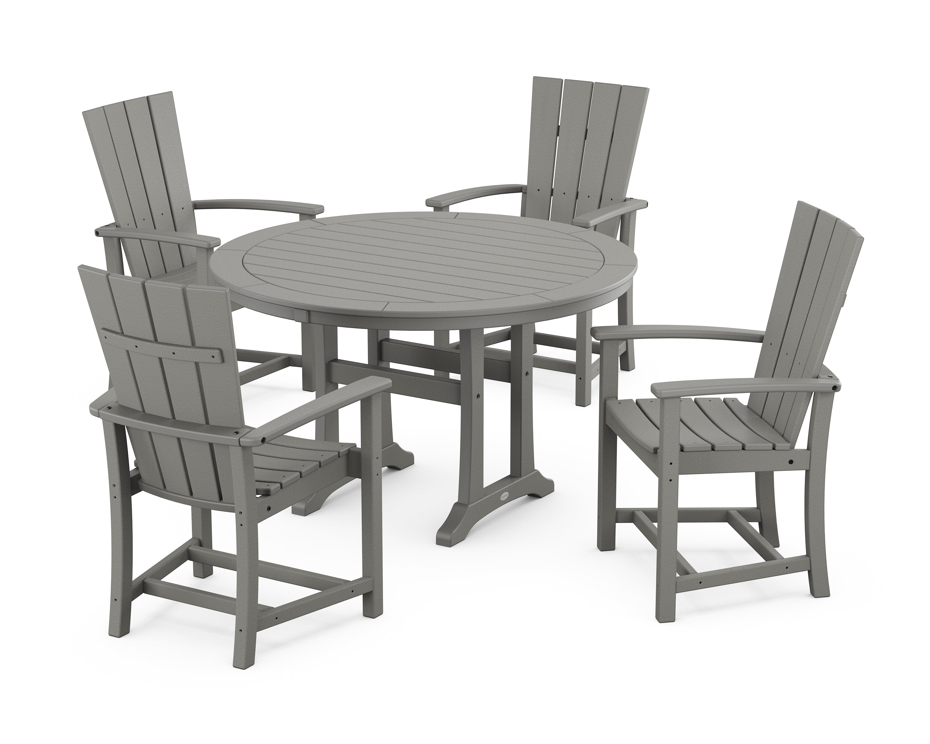 POLYWOOD® Quattro 5-Piece Round Dining Set with Trestle Legs in Slate Grey