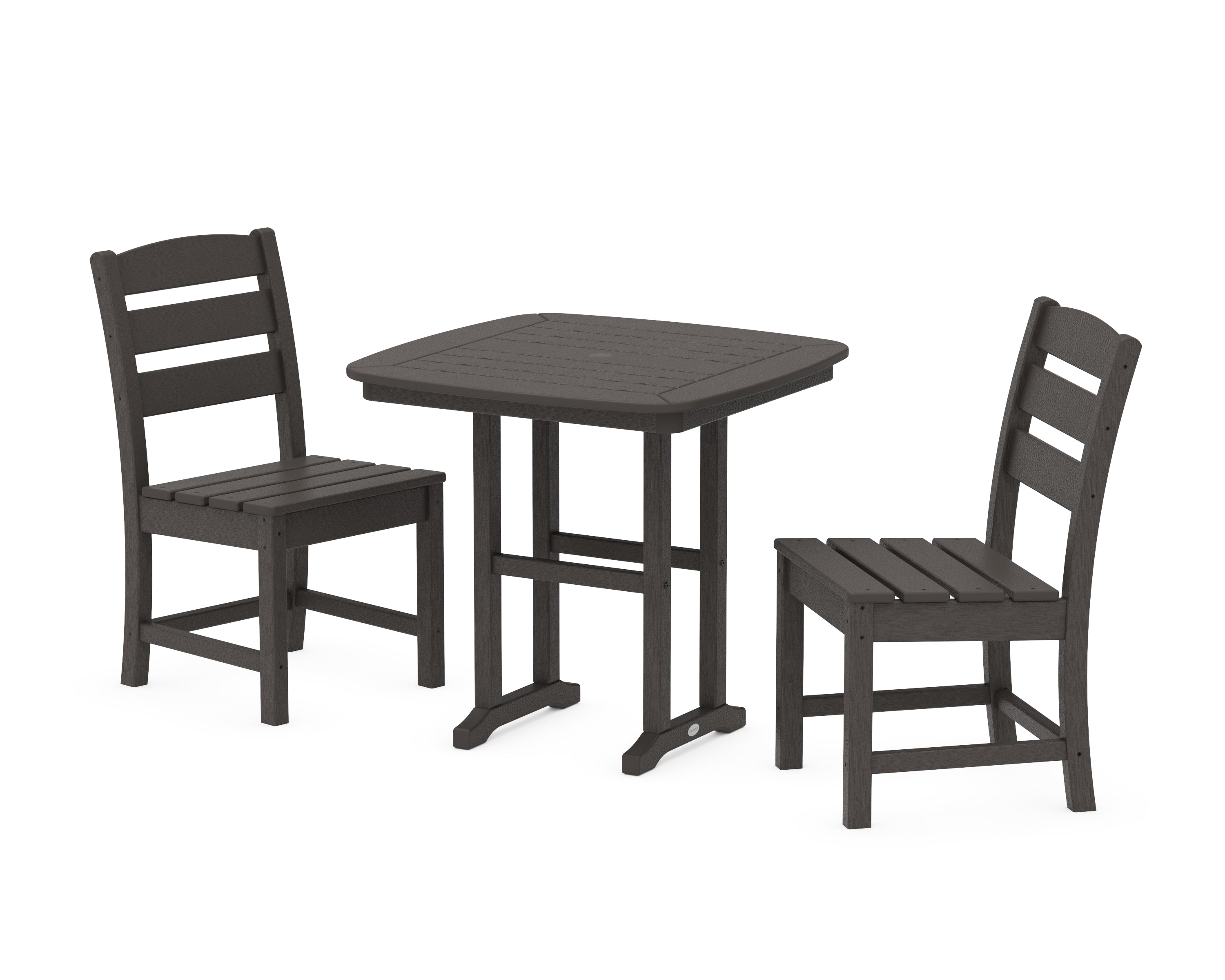 POLYWOOD Lakeside Side Chair 3-Piece Dining Set in Vintage Coffee