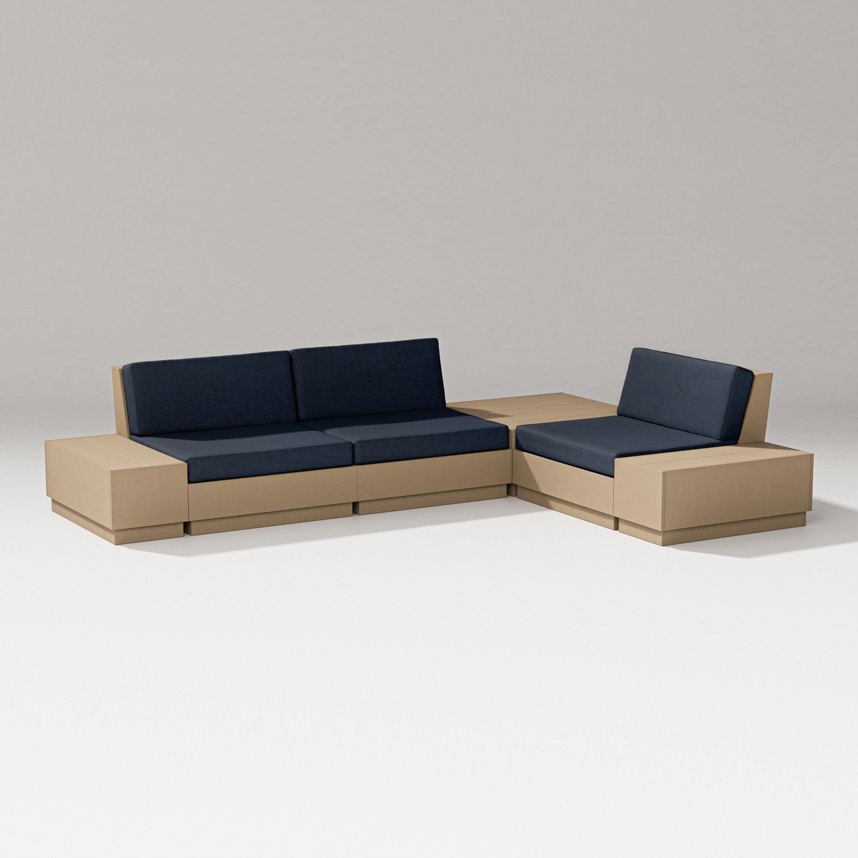 PW Designer Series Elevate 6-Piece Corner Sectional in Vintage Sahara / Marine Indigo