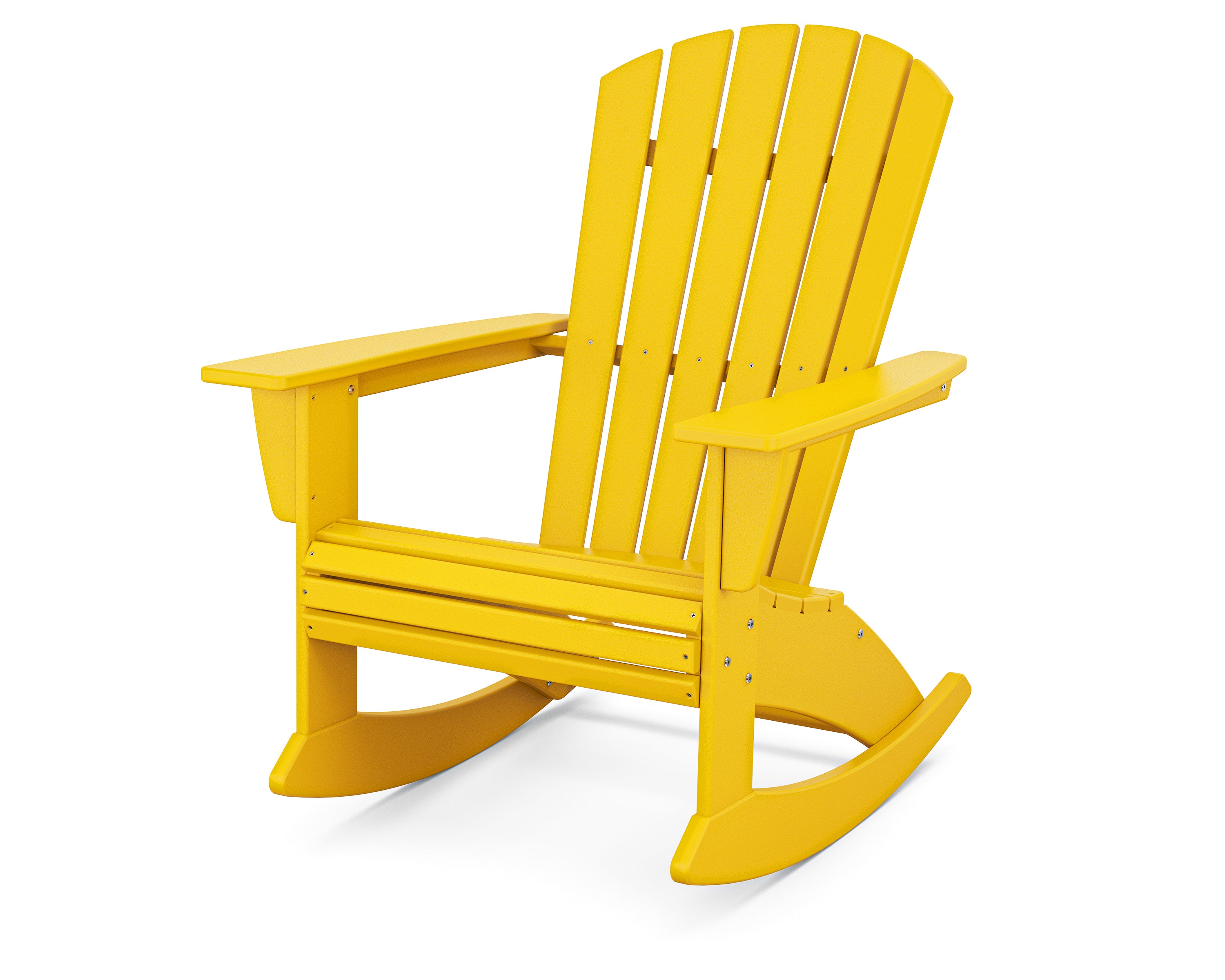 POLYWOOD Nautical Curveback Adirondack Rocking Chair in Lemon