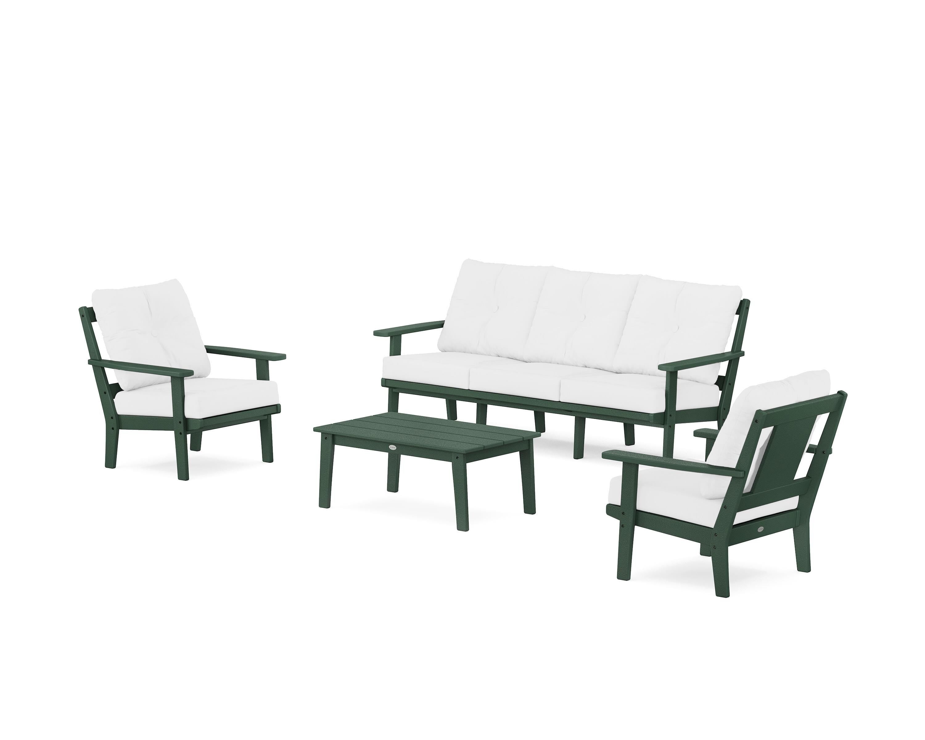 POLYWOOD Prairie 4-Piece Deep Seating Set with Sofa in Green / Natural