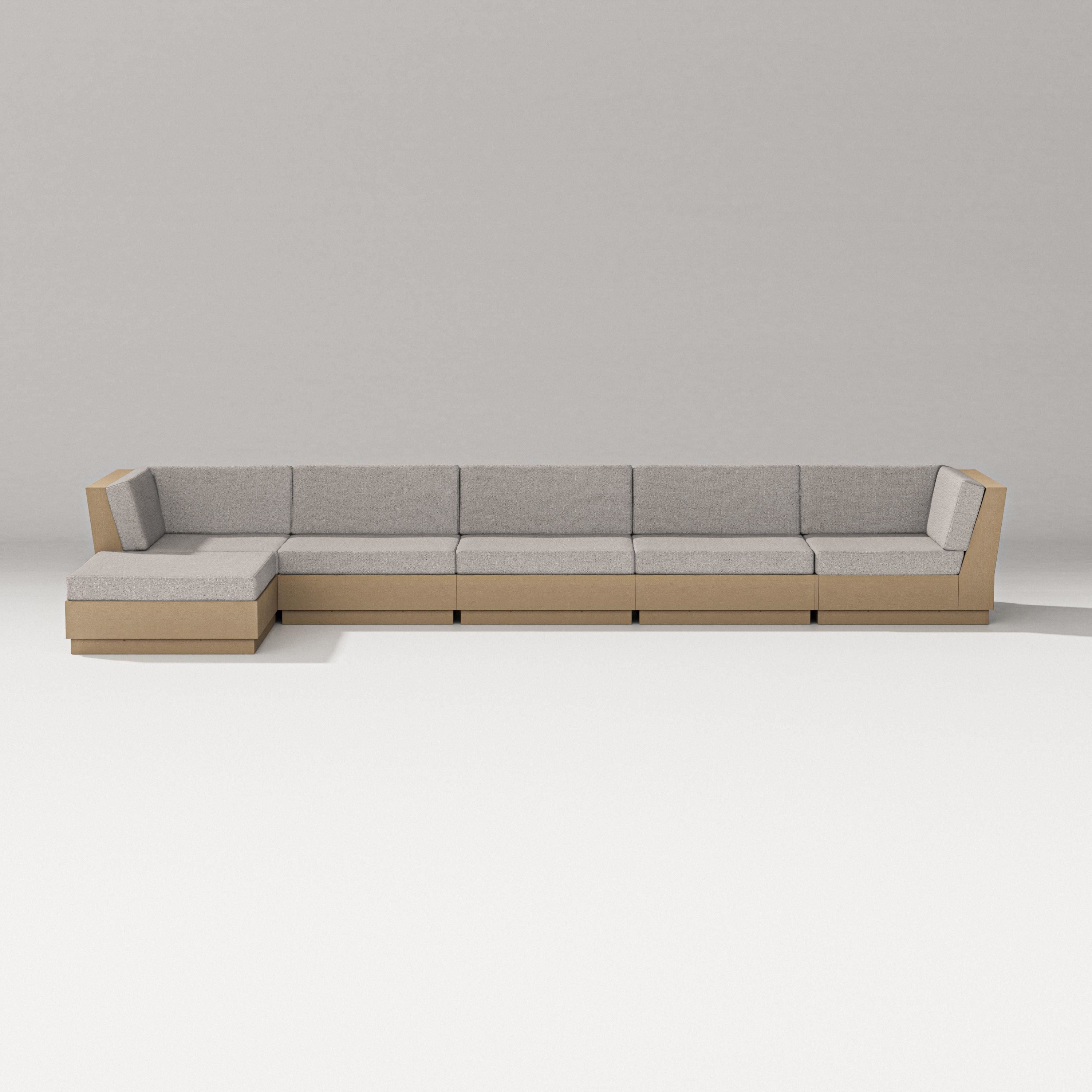 PW Designer Series Elevate 6-Piece Chaise Sectional in Vintage Sahara / Weathered Tweed
