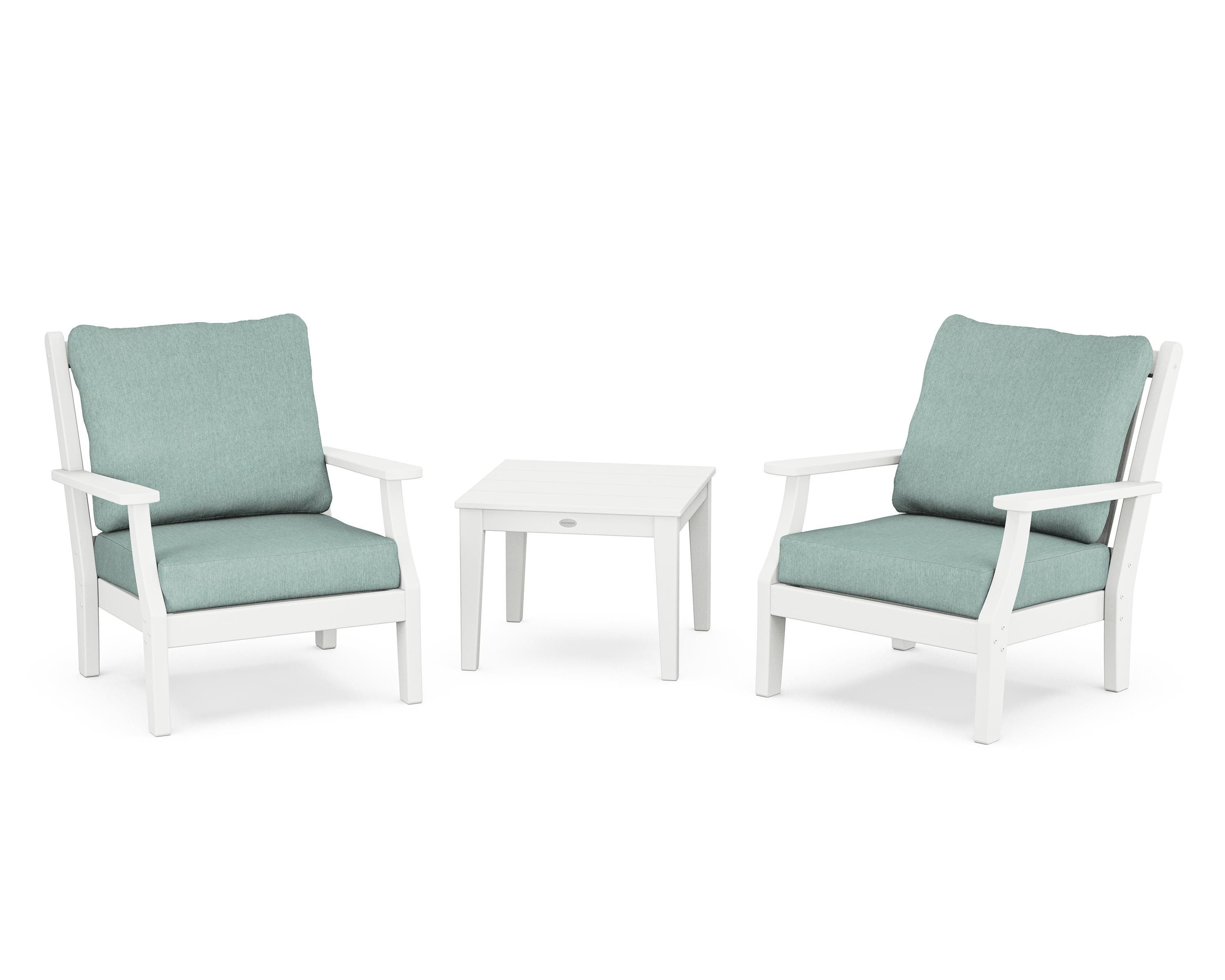 Country Living Wovendale 3-Piece Deep Seating Set in White / Glacier Spa