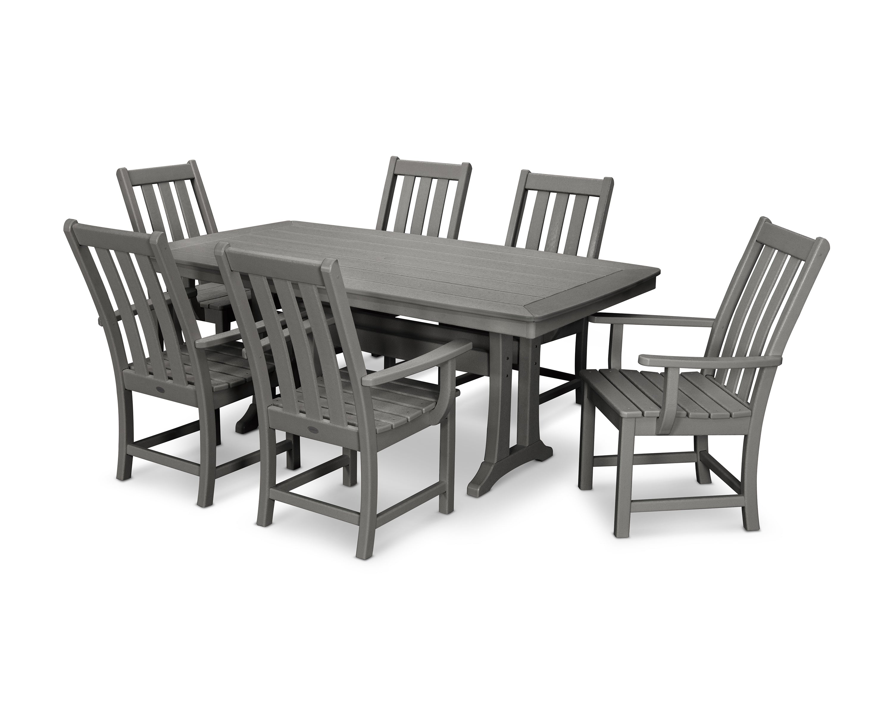 POLYWOOD Vineyard 7-Piece Arm Chair Dining Set in Slate Grey