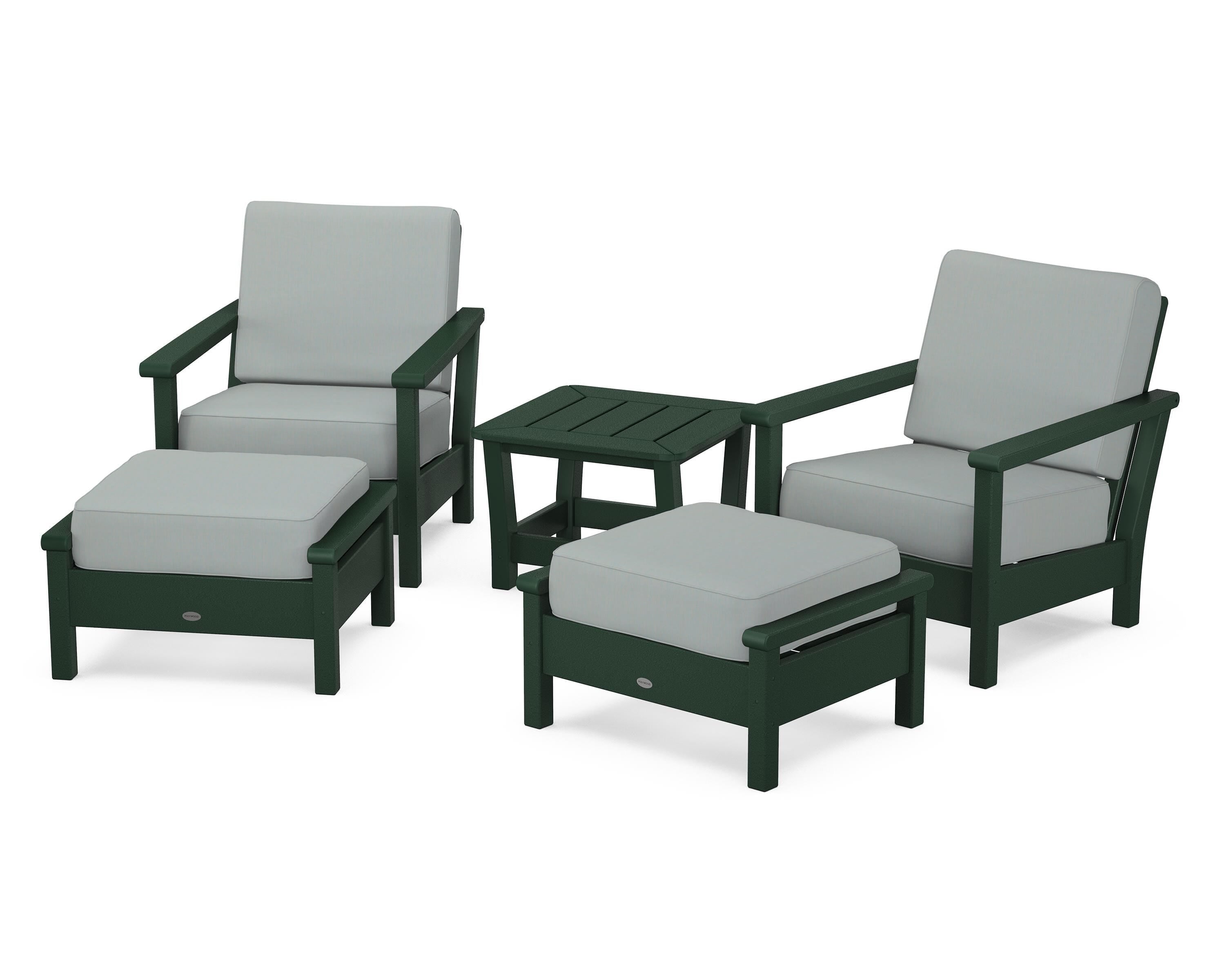 POLYWOOD Harbour 5-Piece Deep Seating Chair Set in Green / Spa