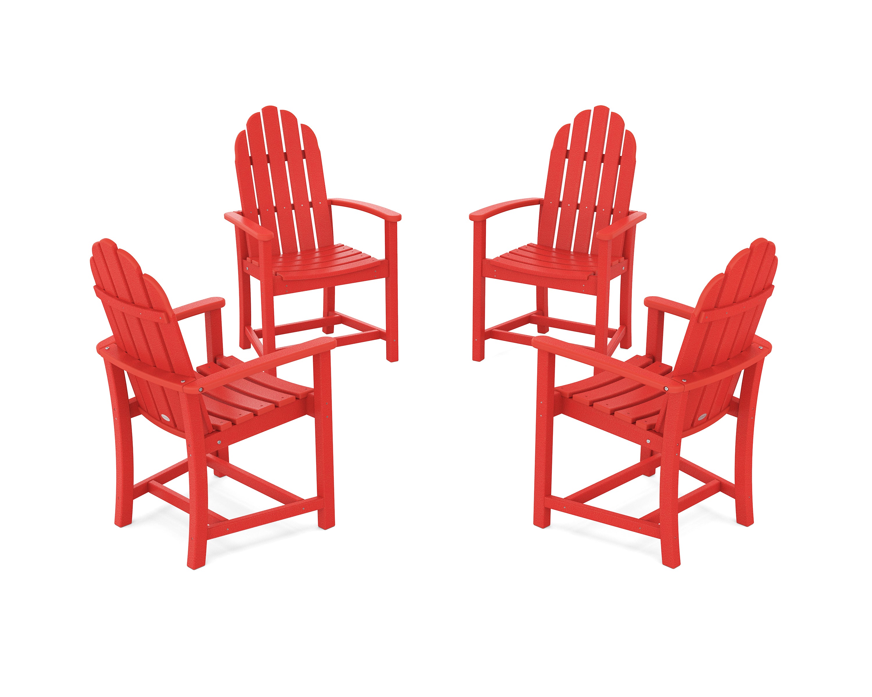 POLYWOOD Classic 4-Piece Upright Adirondack Conversation Set in Sunset Red