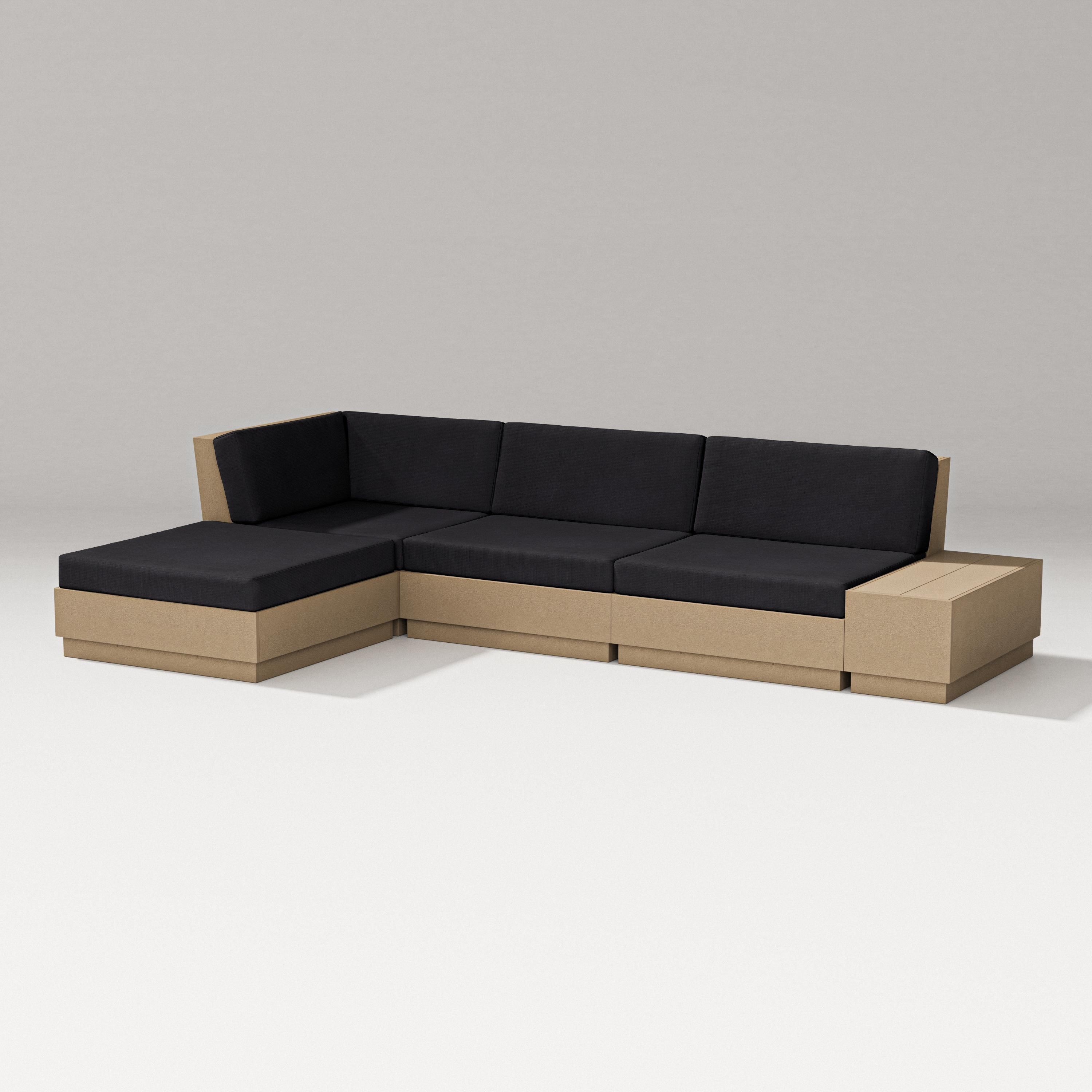 PW Designer Series Elevate Chaise Sectional in Vintage Sahara / Midnight Linen