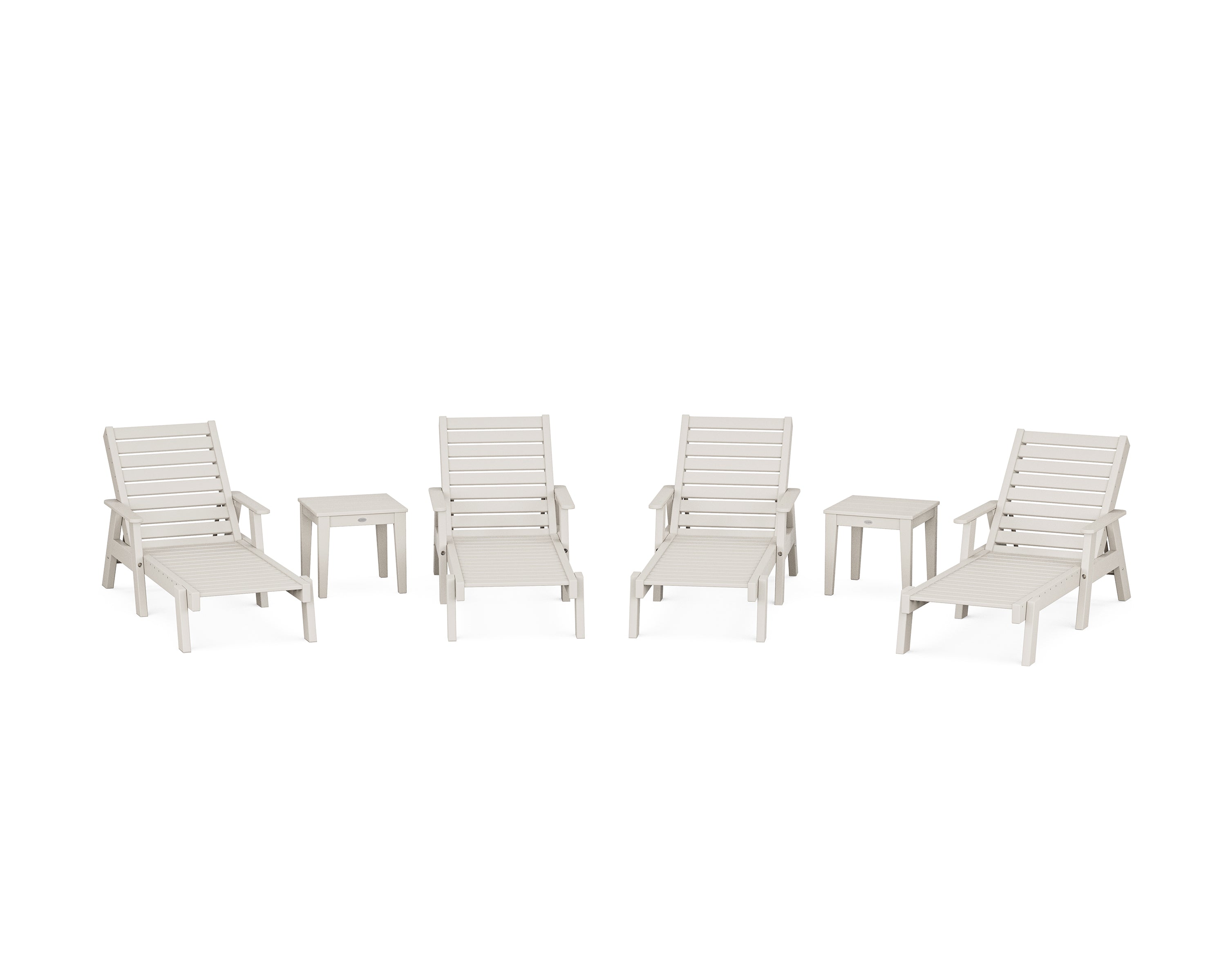 POLYWOOD Captain Chaise 6-Piece Set with Arms in Sand