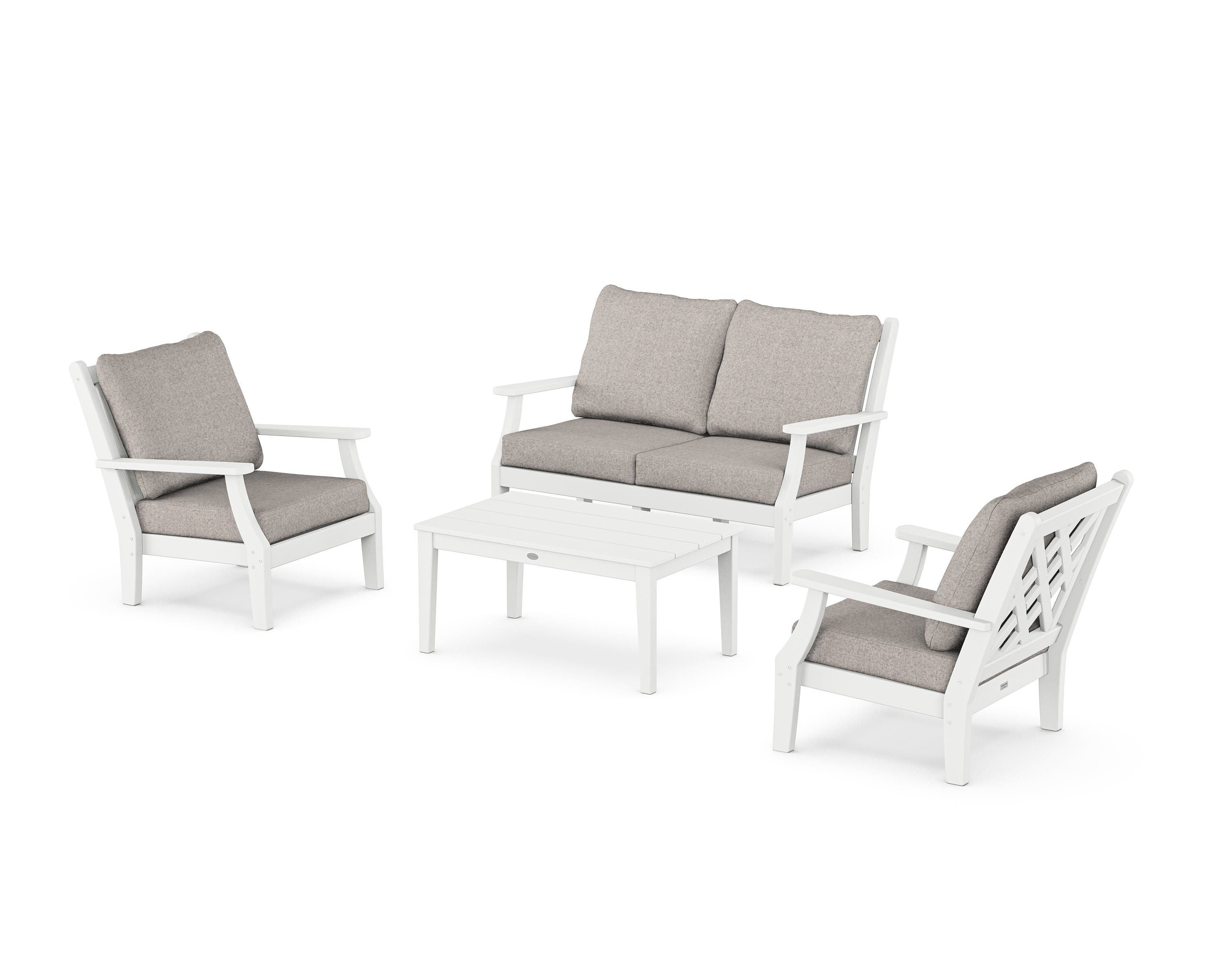 Country Living Wovendale 4-Piece Deep Seating Set with Loveseat in White / Weathered Tweed