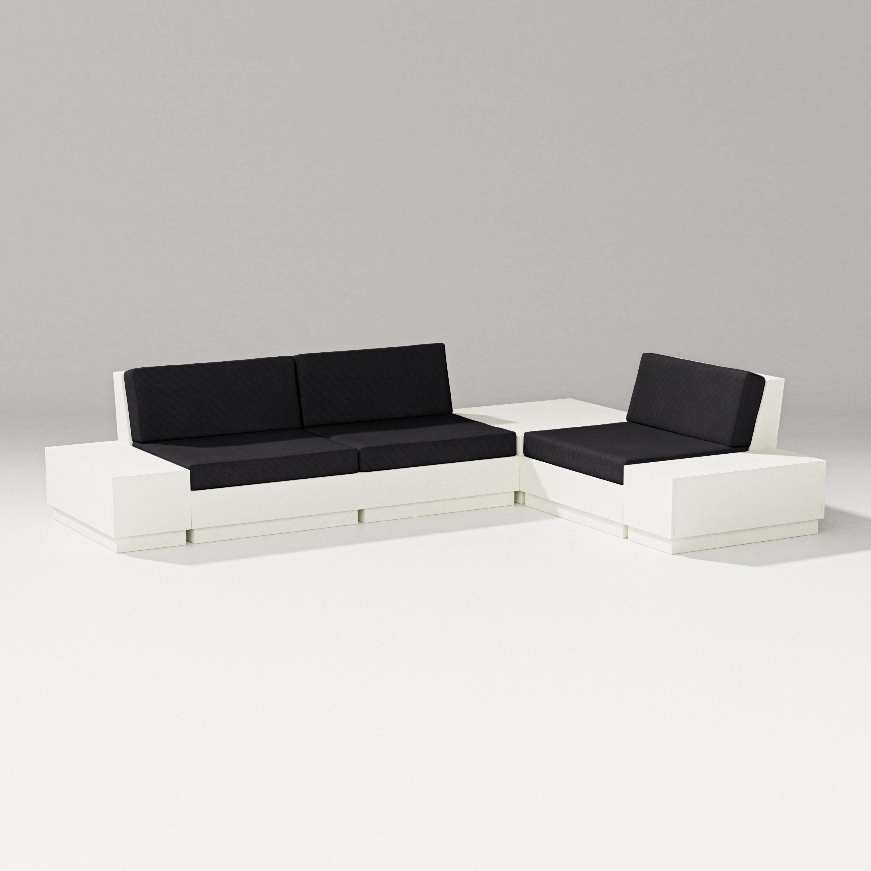 PW Designer Series Elevate 6-Piece Corner Sectional in Vintage White / Midnight Linen