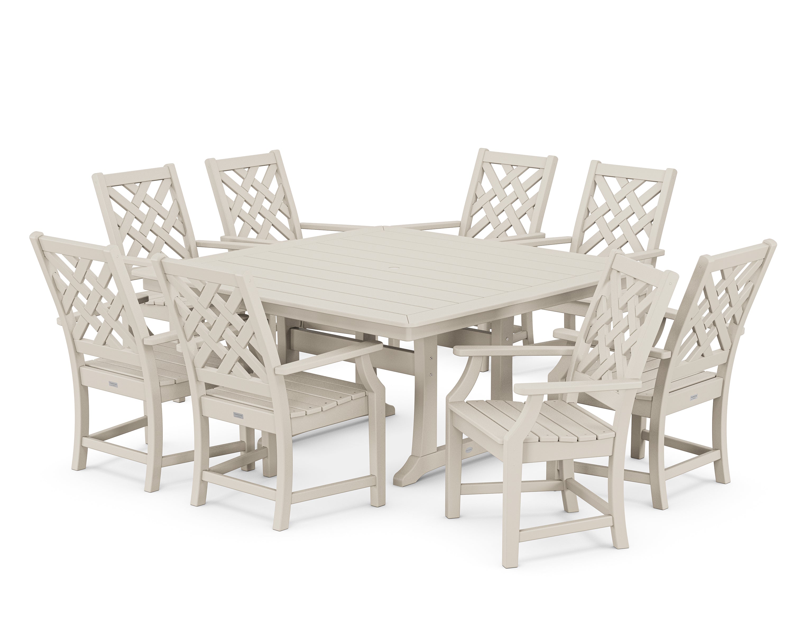 Country Living Wovendale 9-Piece Square Dining Set with Trestle Legs in Sand